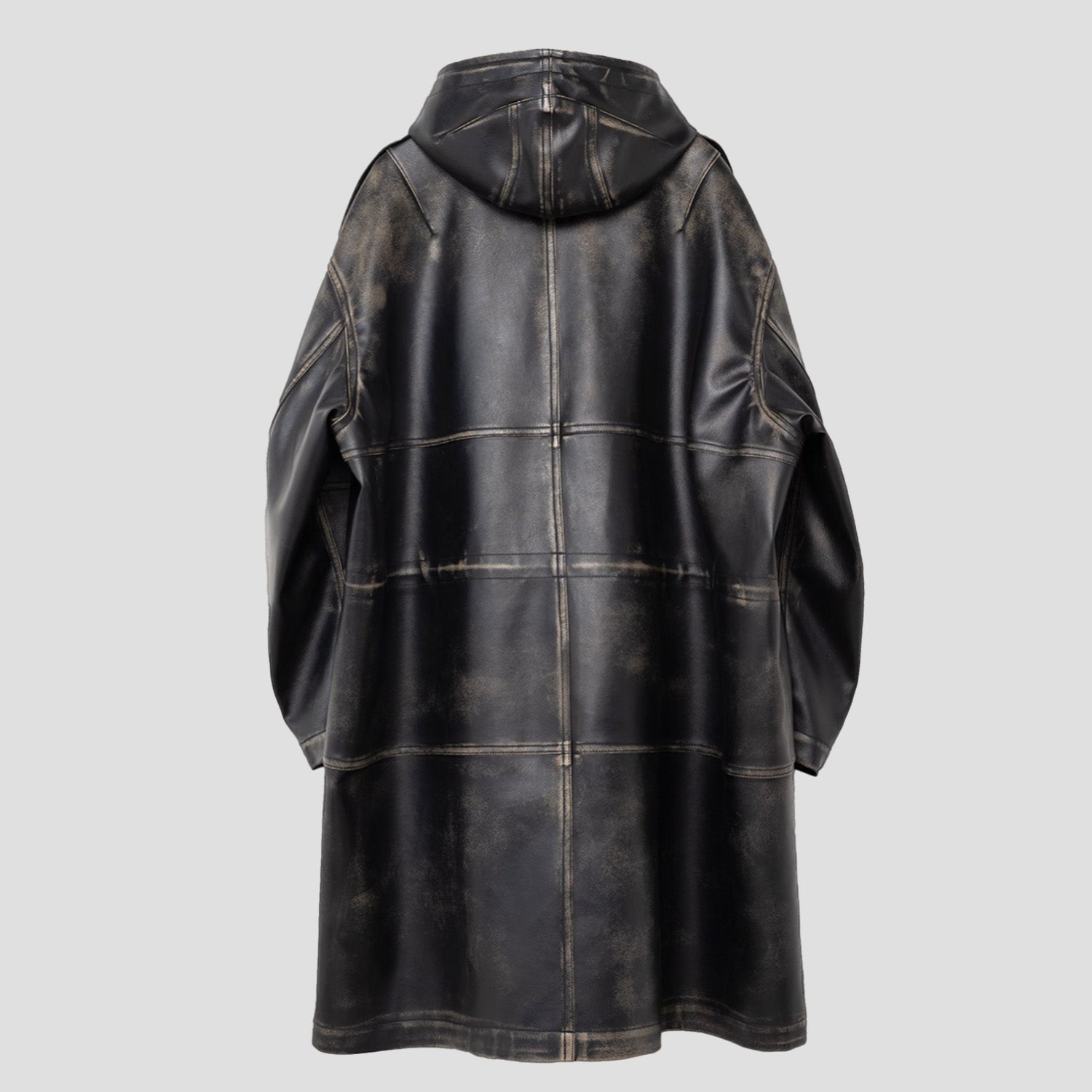 SYNTHETIC LEATHER HOODED COAT