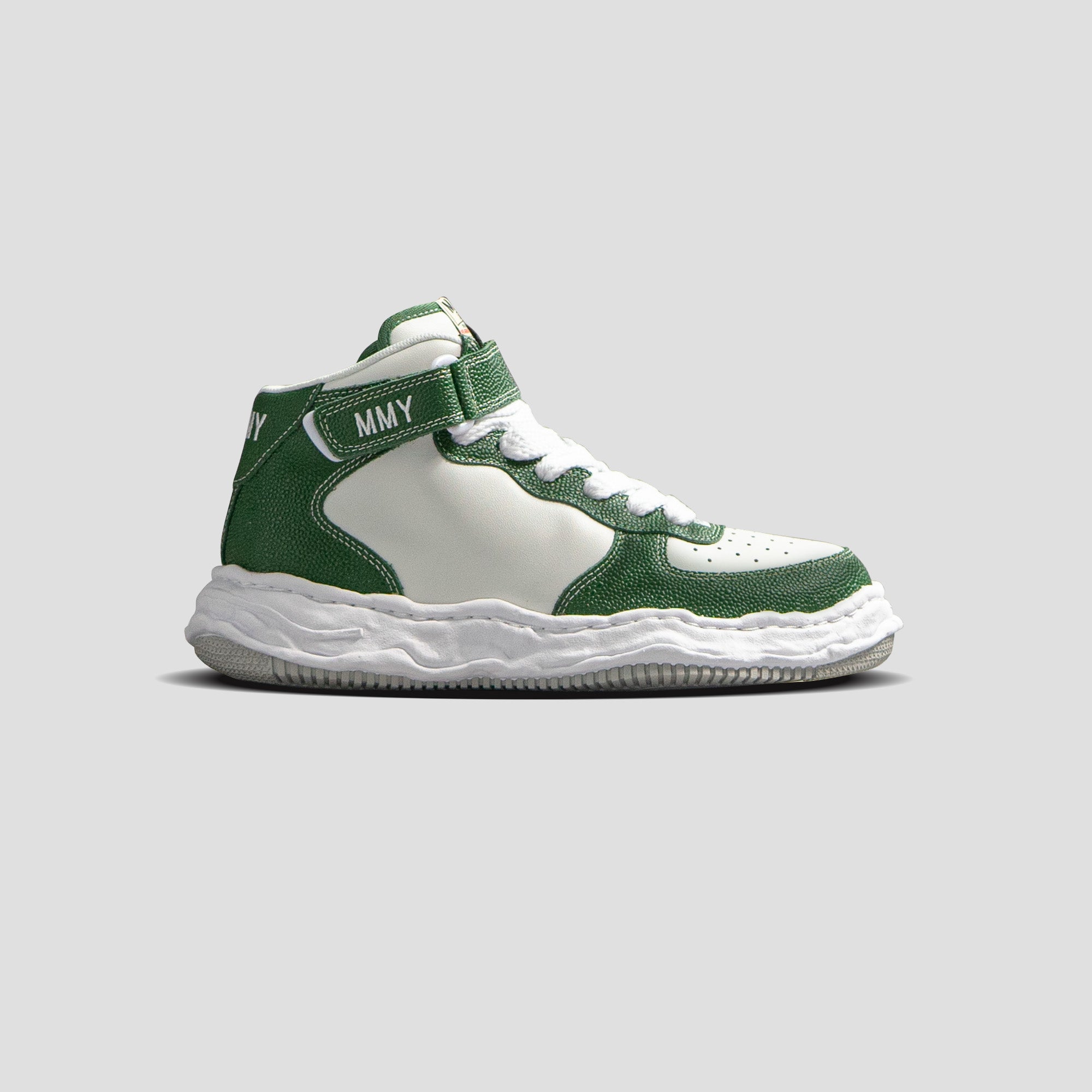 WAYNE OG SOLE MID-TOP PEBBLE LEATHER SNEAKERS