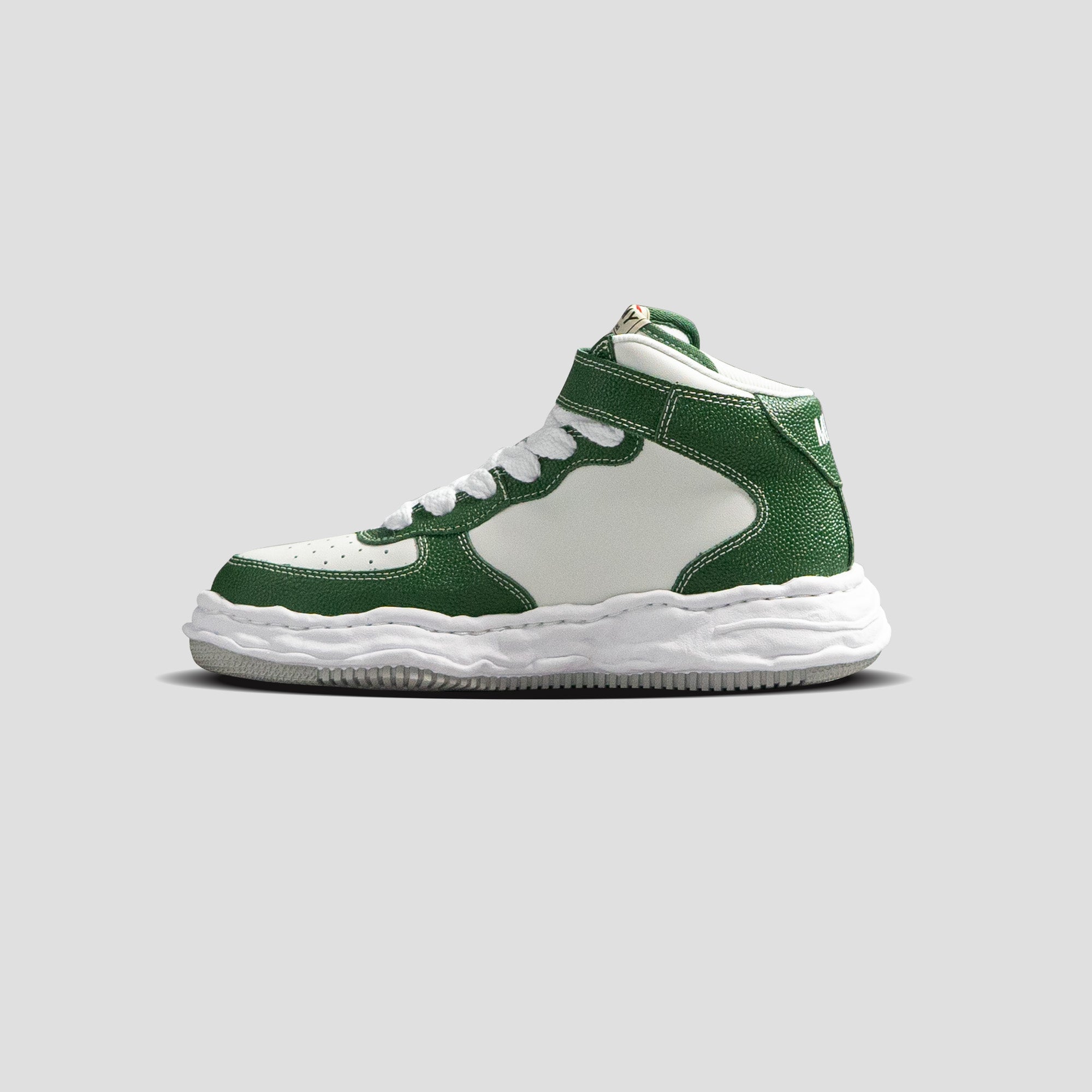 WAYNE OG SOLE MID-TOP PEBBLE LEATHER SNEAKERS