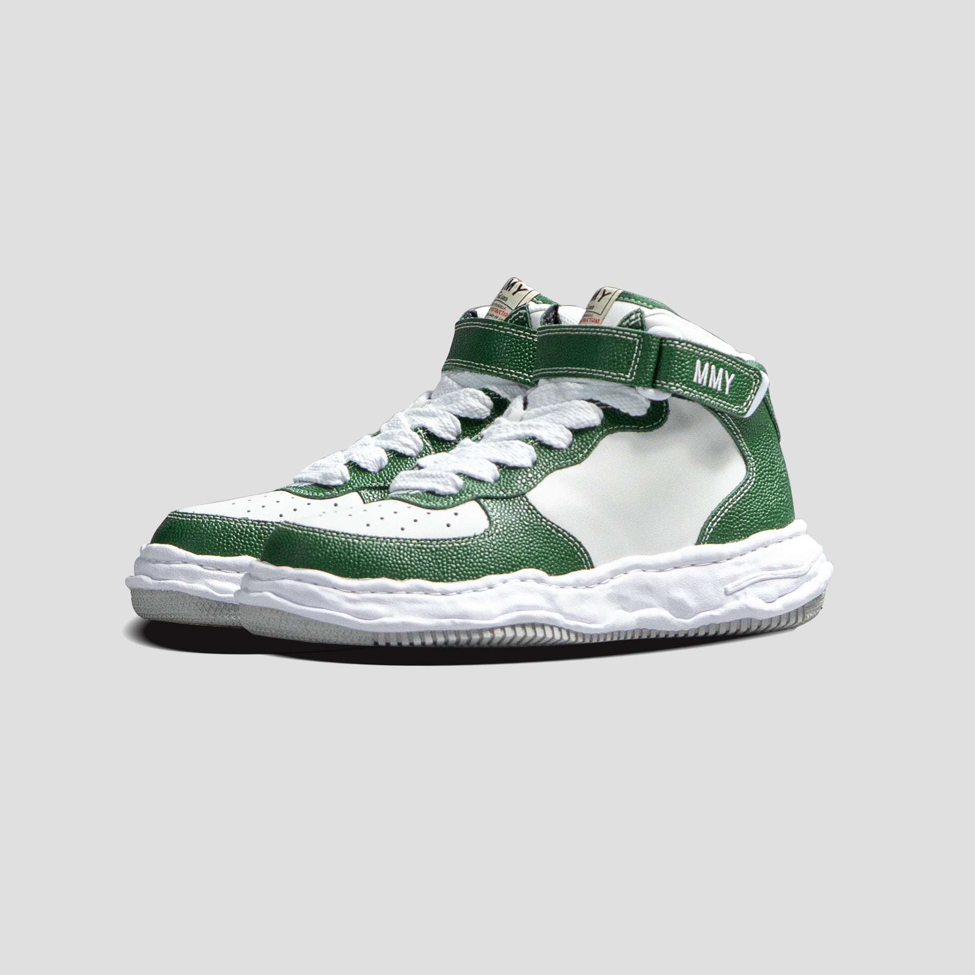 WAYNE OG SOLE MID-TOP PEBBLE LEATHER SNEAKERS