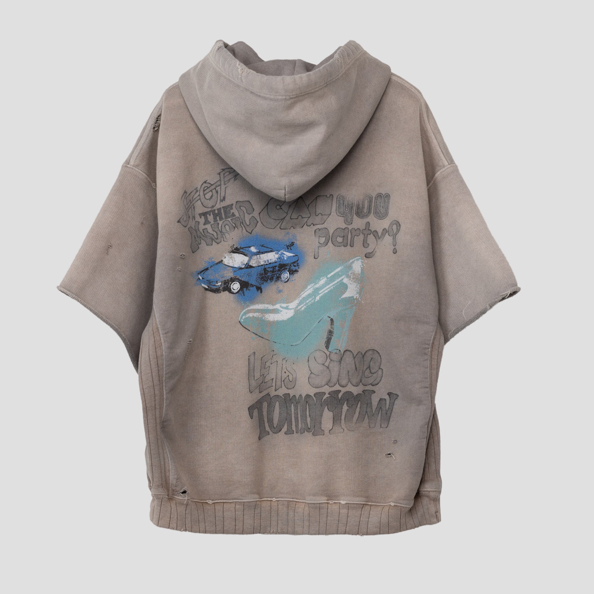 DISTRESSED S/S HOODIE