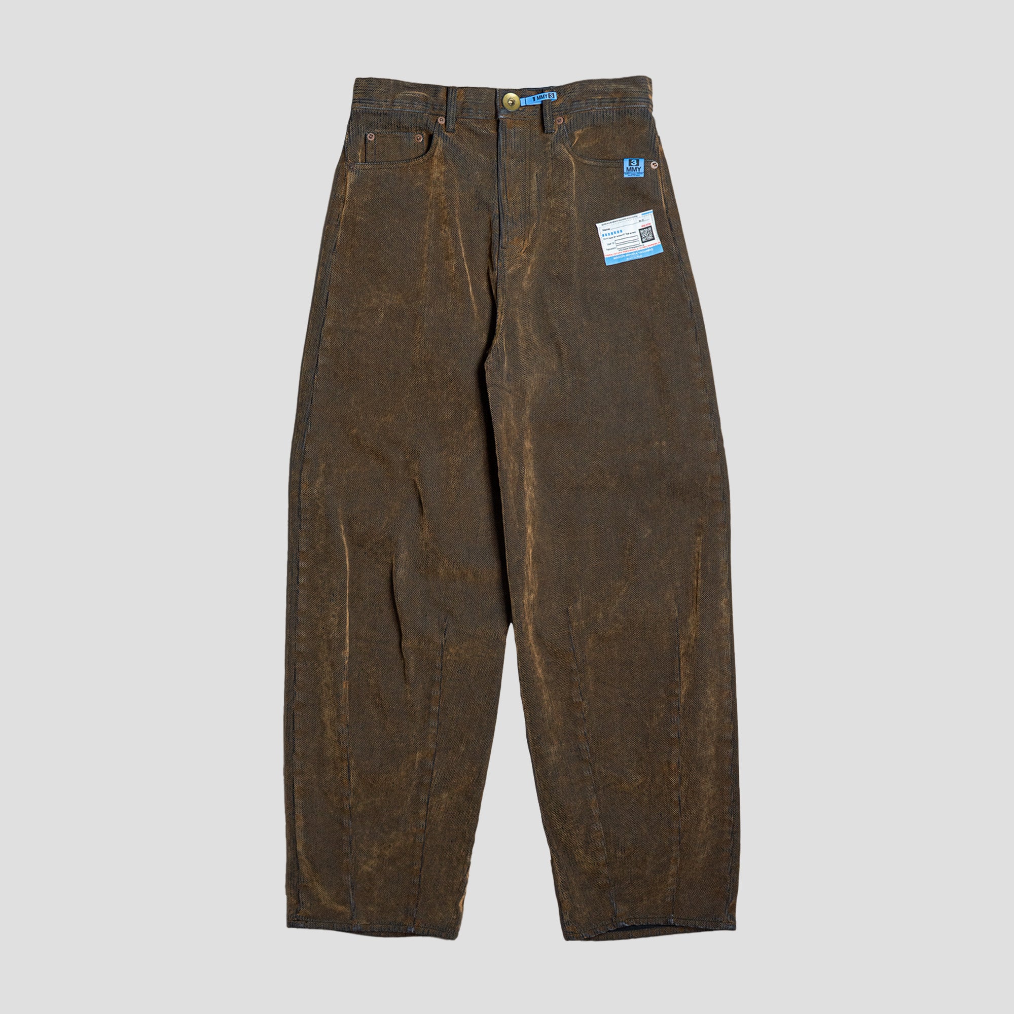 WIDE TAPERED FLOCKED DENIM PANTS