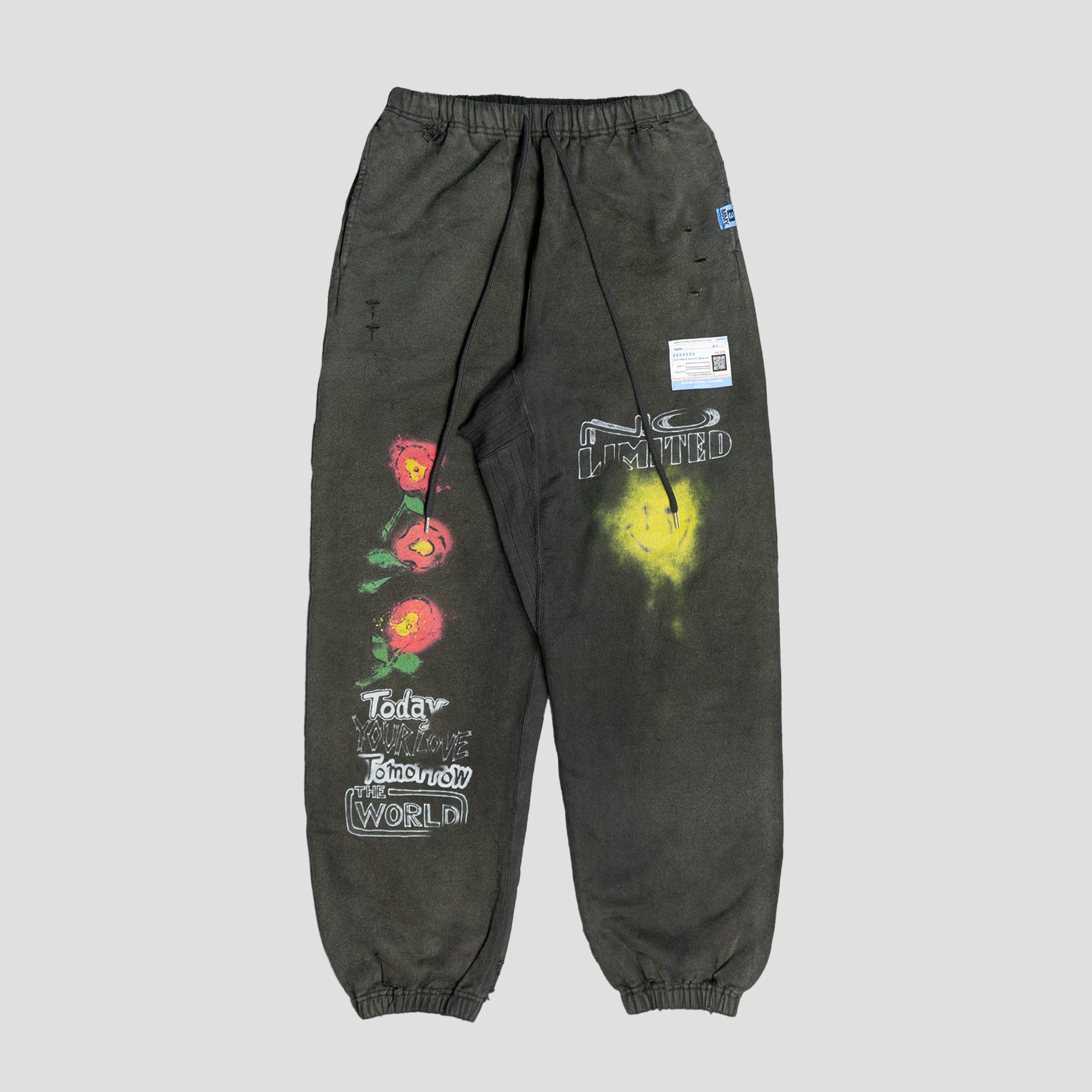 DISTRESSED SWEAT PANTS - BLACK