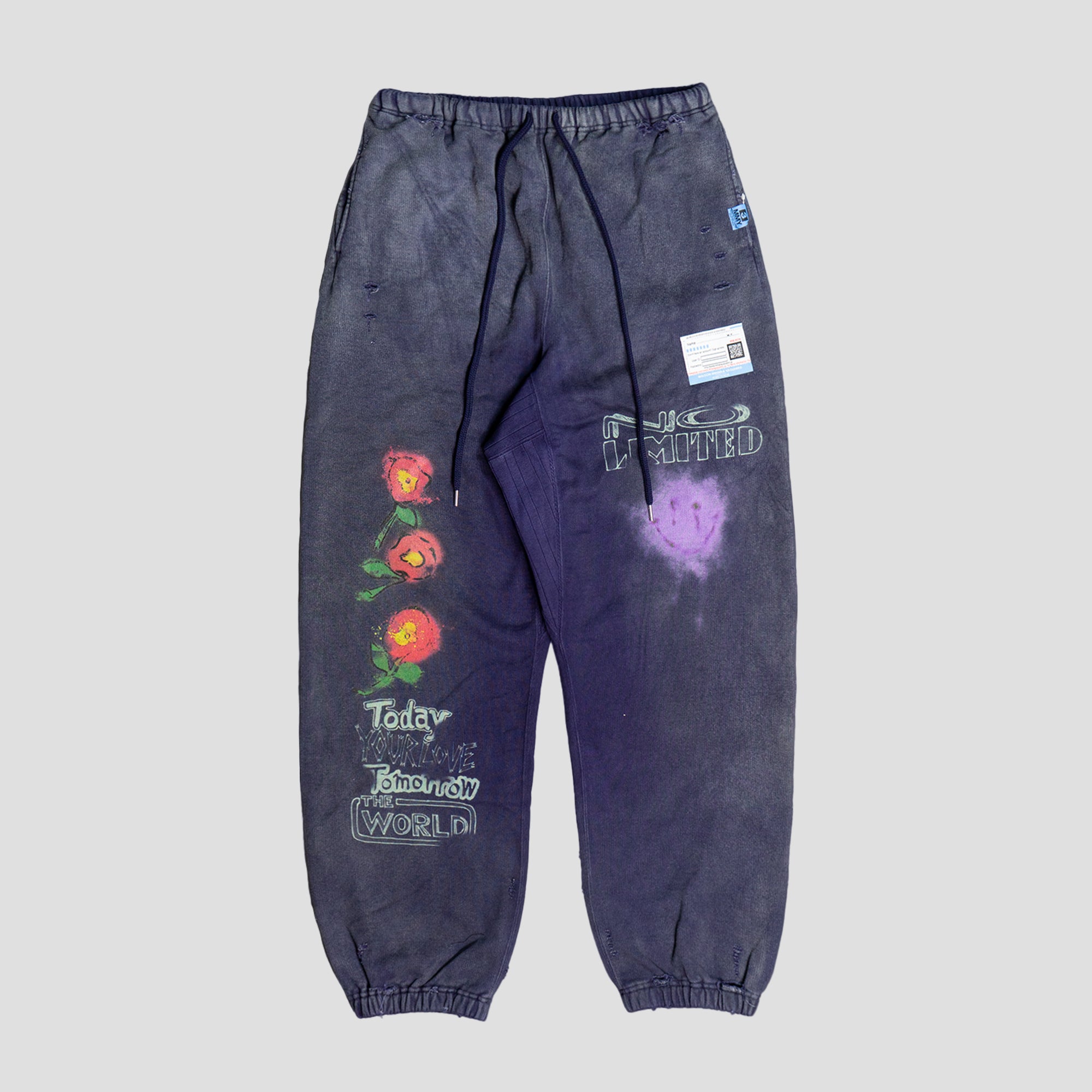 DISTRESSED SWEAT PANTS - PURPLE