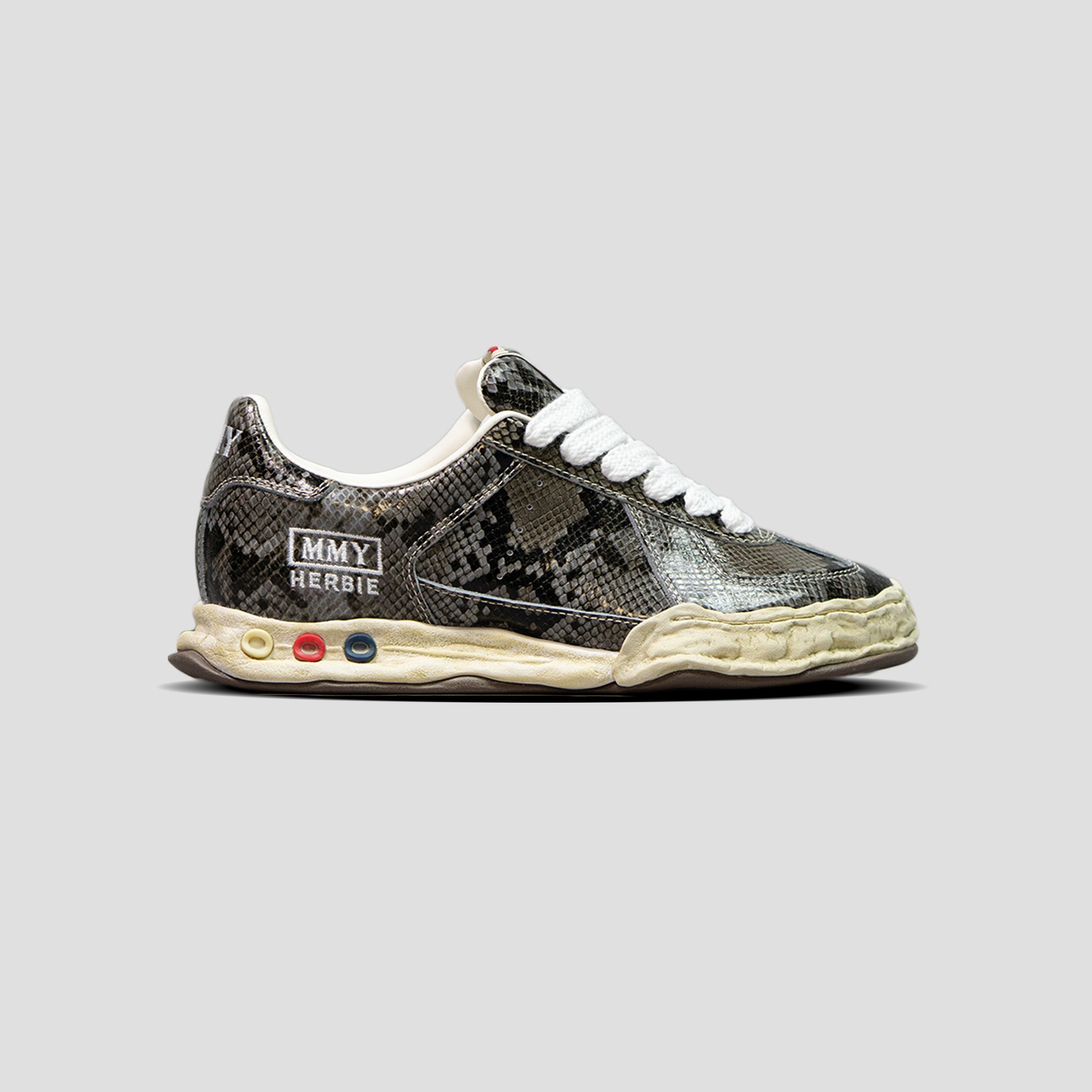 HERBIE OG SOLE PRINTED PYTHON LEATHER LOW-TOP SNEAKERS