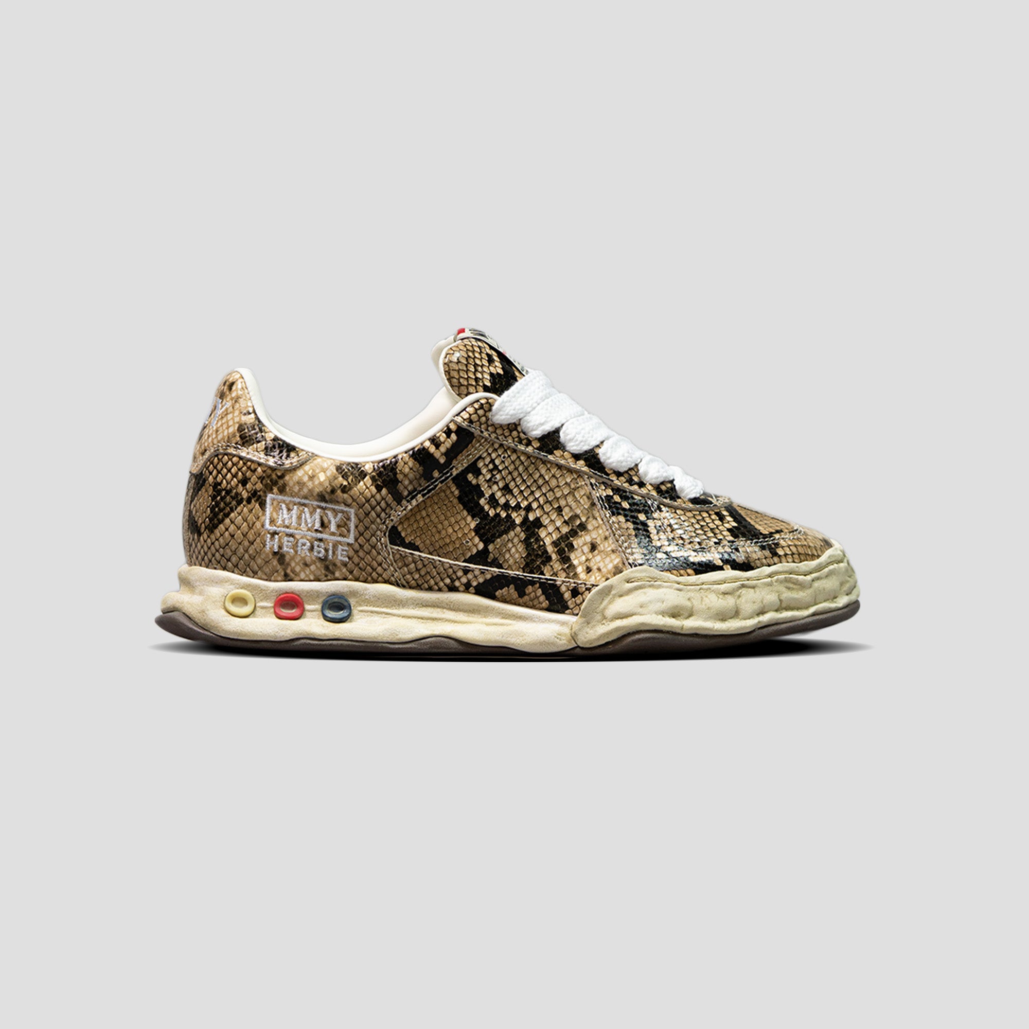HERBIE OG SOLE PRINTED PYTHON LEATHER LOW-TOP SNEAKERS