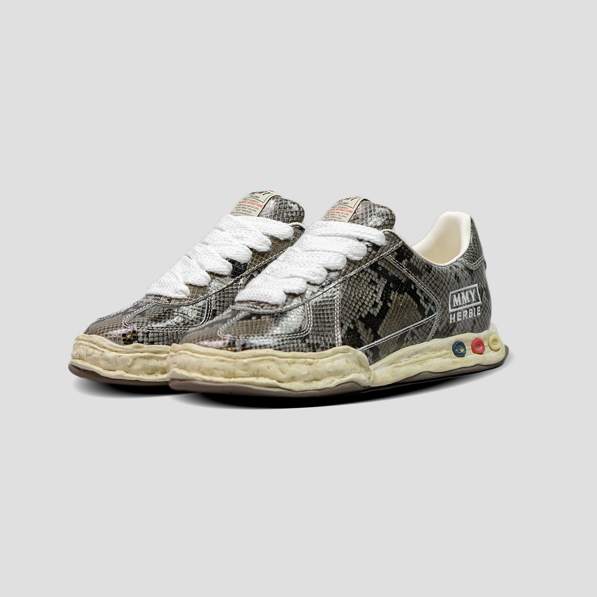 HERBIE OG SOLE PRINTED PYTHON LEATHER LOW-TOP SNEAKERS