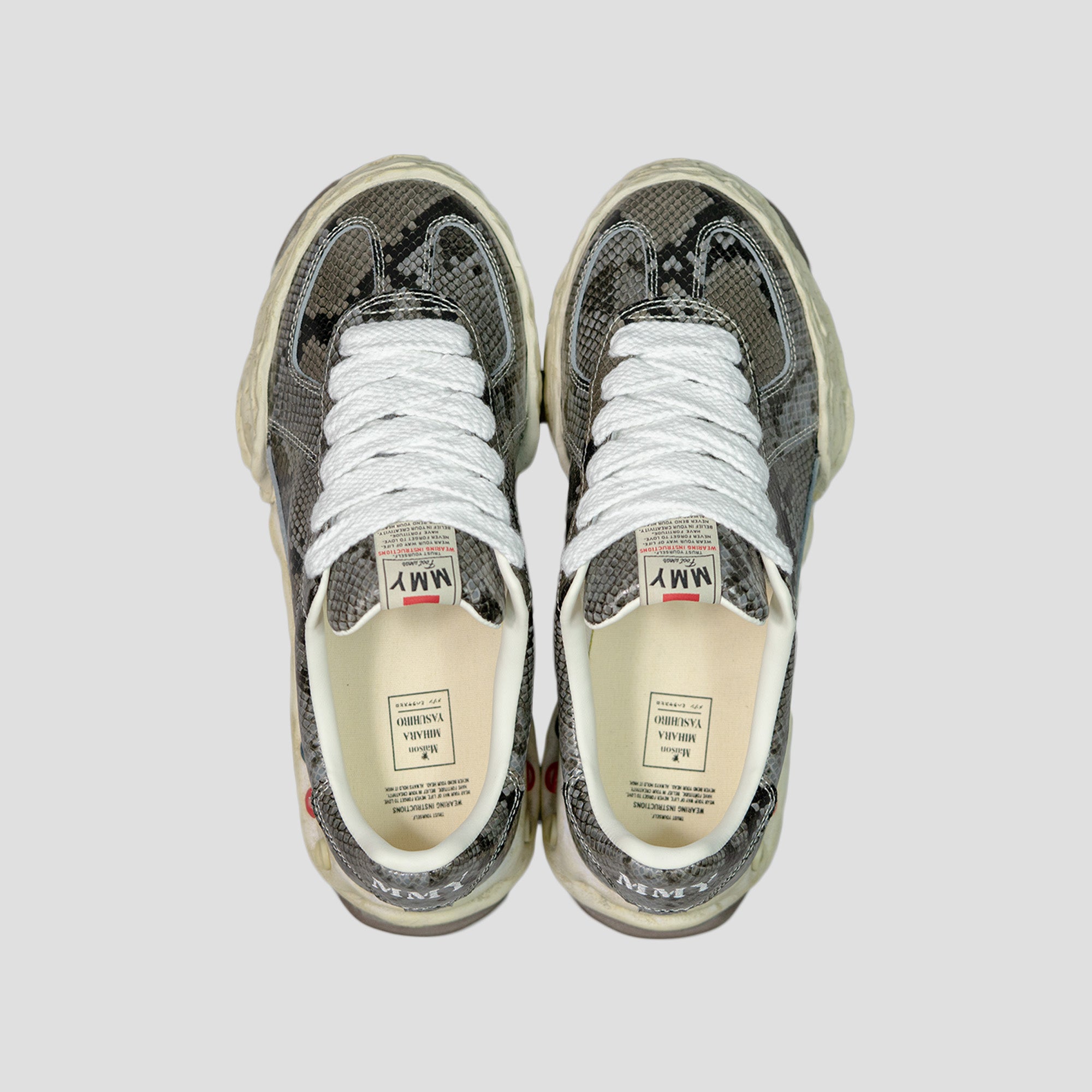 HERBIE OG SOLE PRINTED PYTHON LEATHER LOW-TOP SNEAKERS