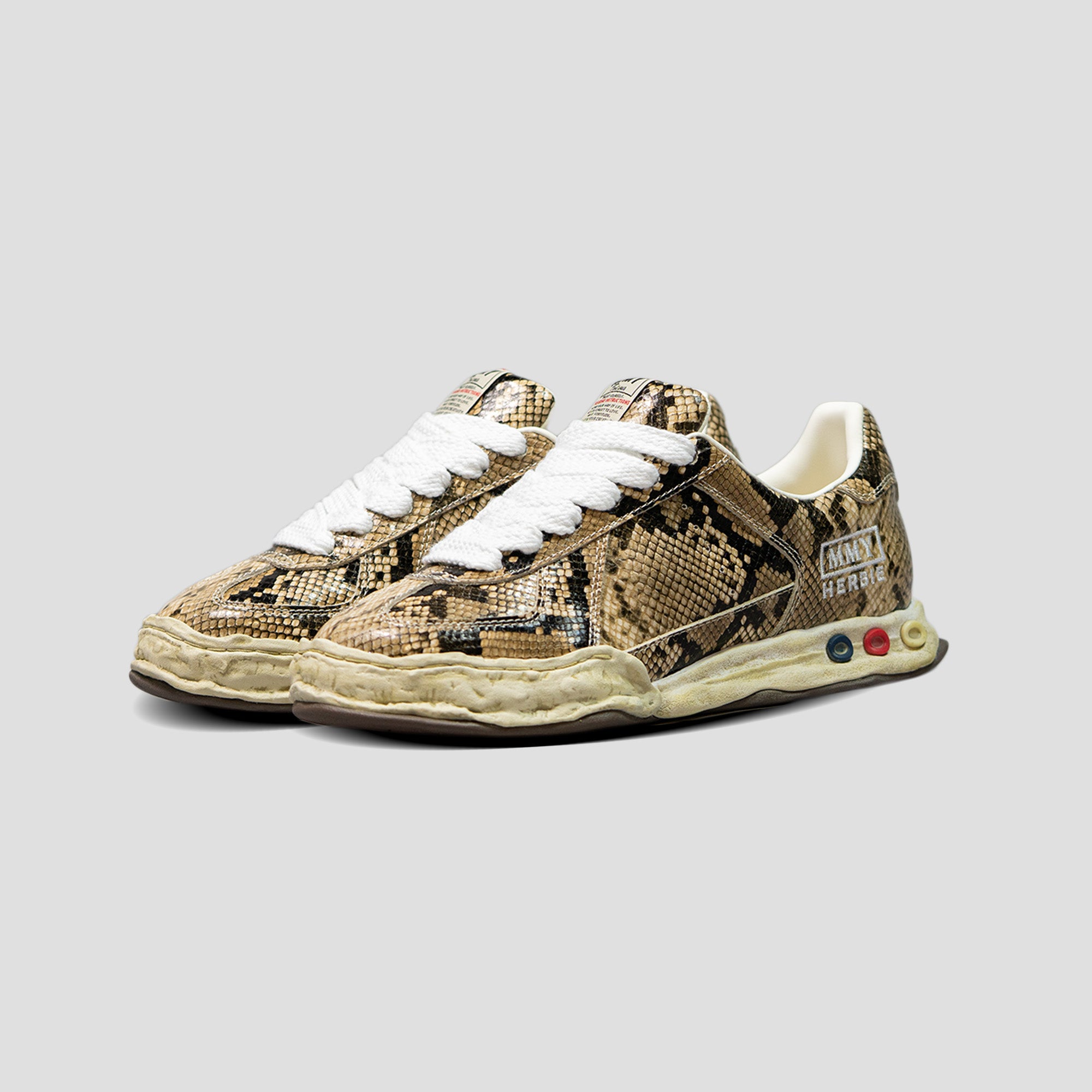 HERBIE OG SOLE PRINTED PYTHON LEATHER LOW-TOP SNEAKERS