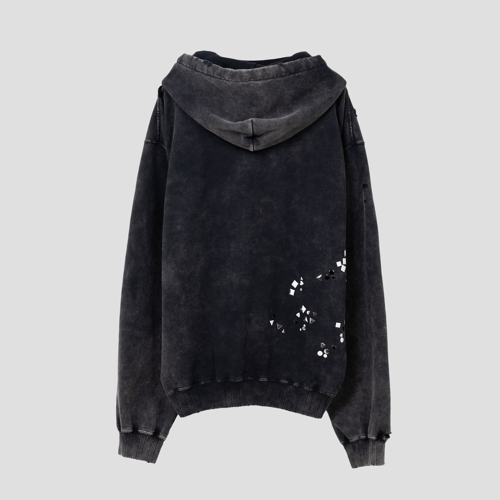 EMBELLISHED BLEACHED HOODIE