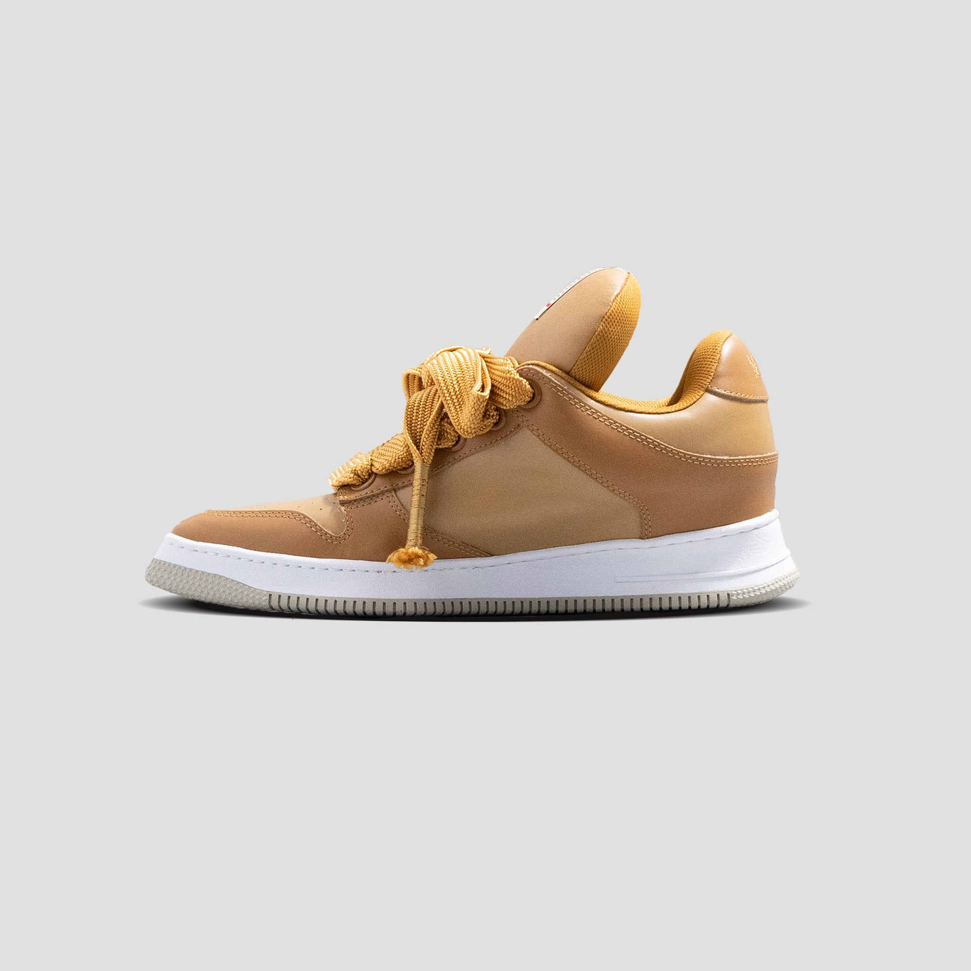 ROSY DAD OG SOLE MID-TOP PUFFER LEATHER SOLE SNEAKERS