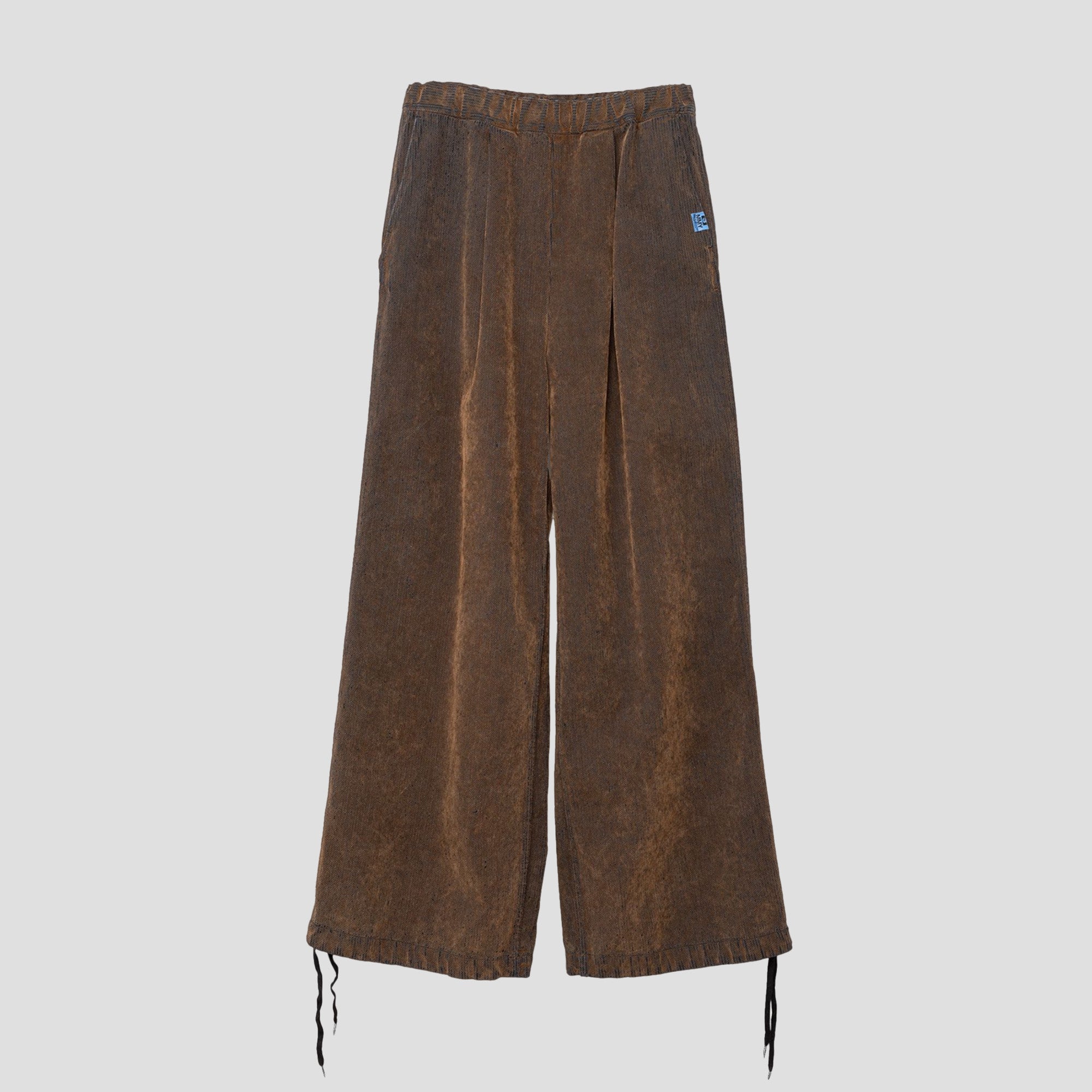 FLOCKED DENIM GATHERED PANTS