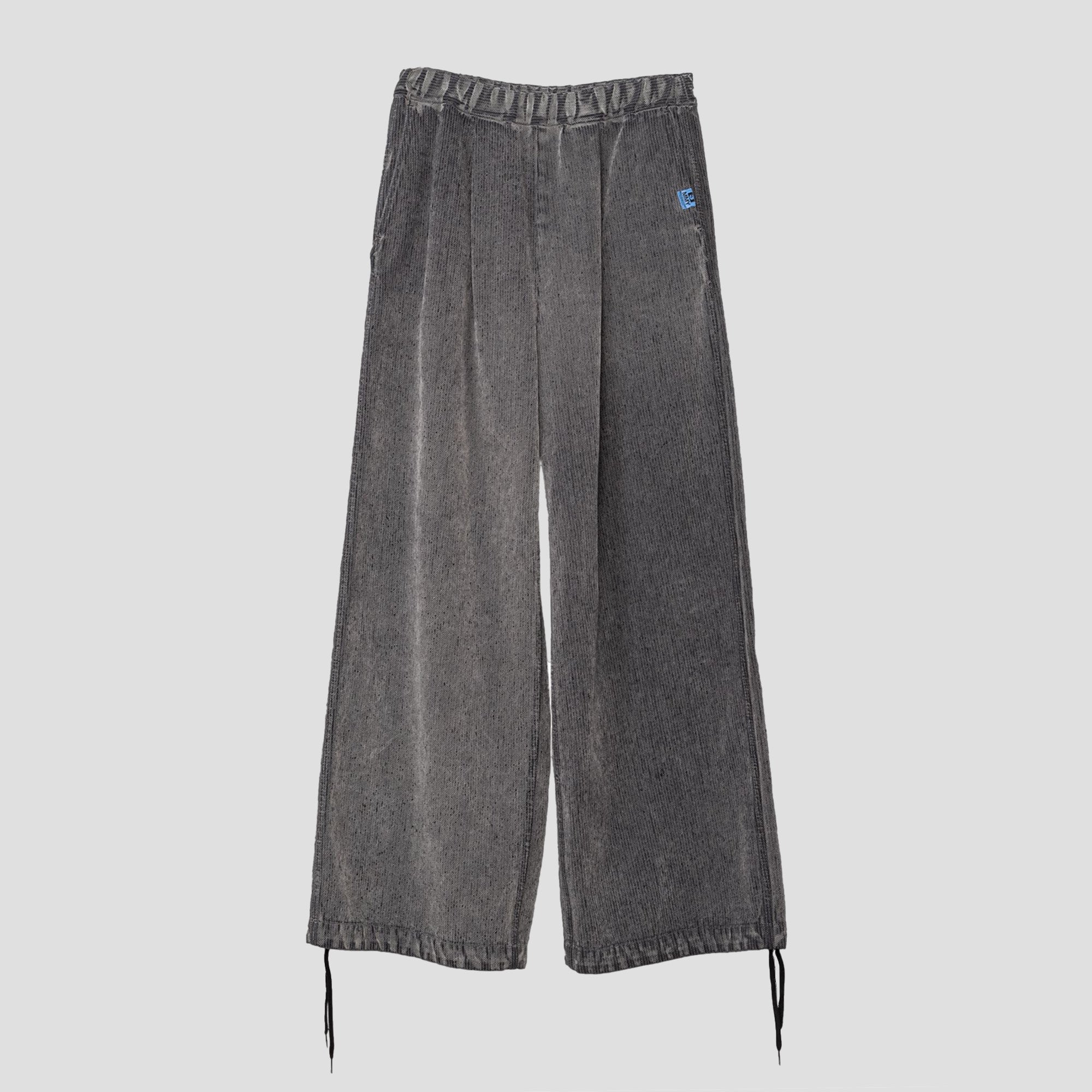 FLOCKED DENIM GATHERED PANTS