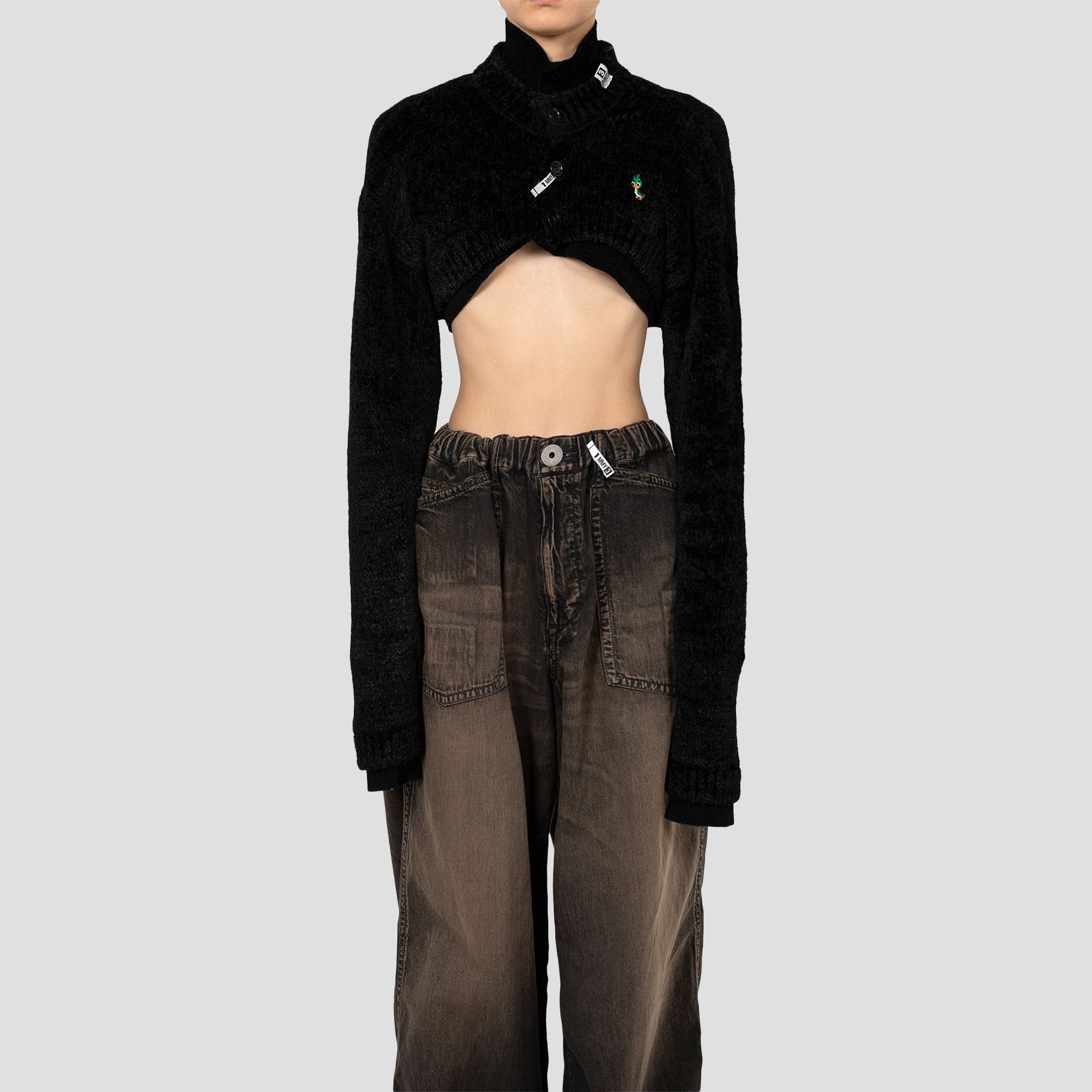 CROPPED LAYERED KNIT CARDIGAN