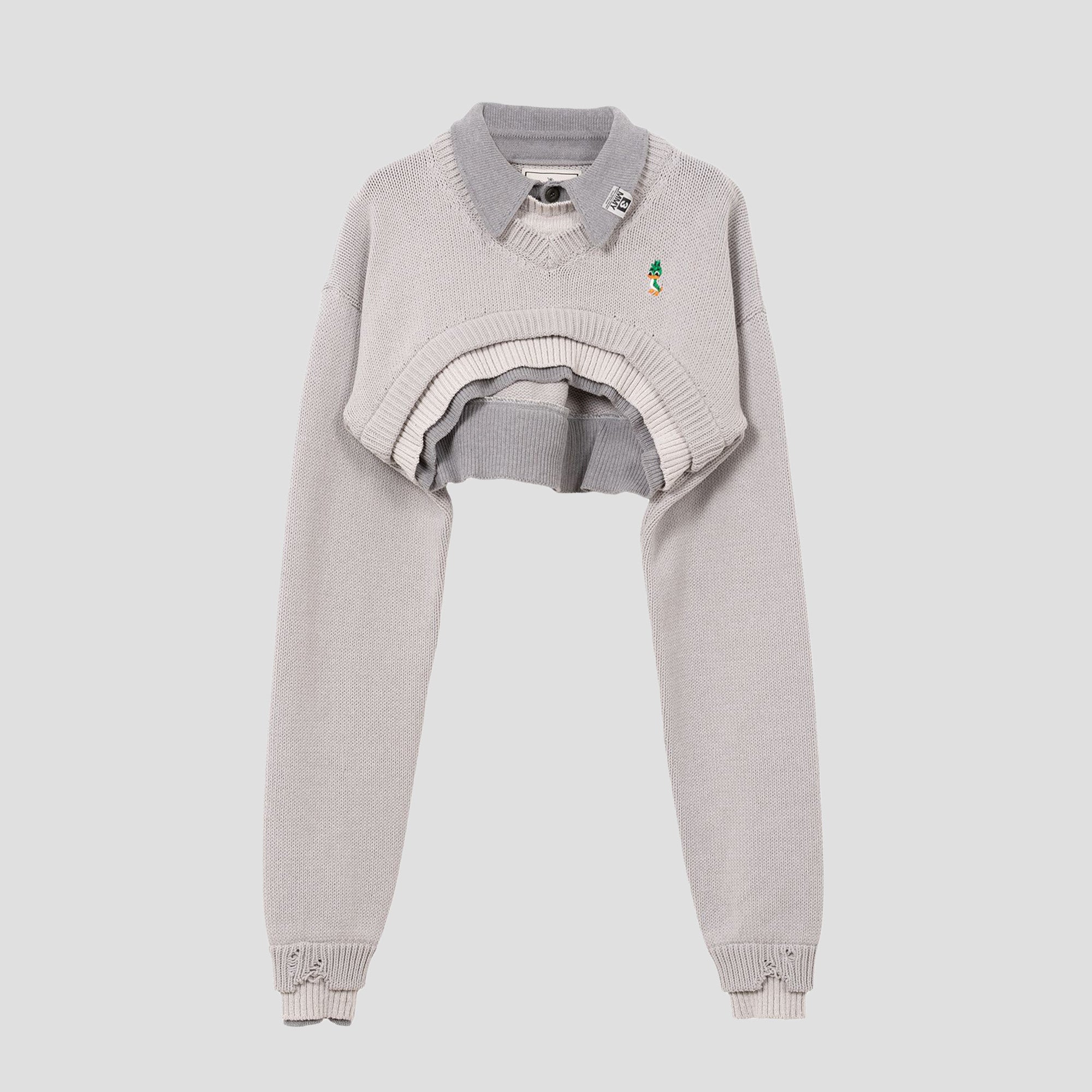 CROPPED LAYERED KNIT PULLOVER