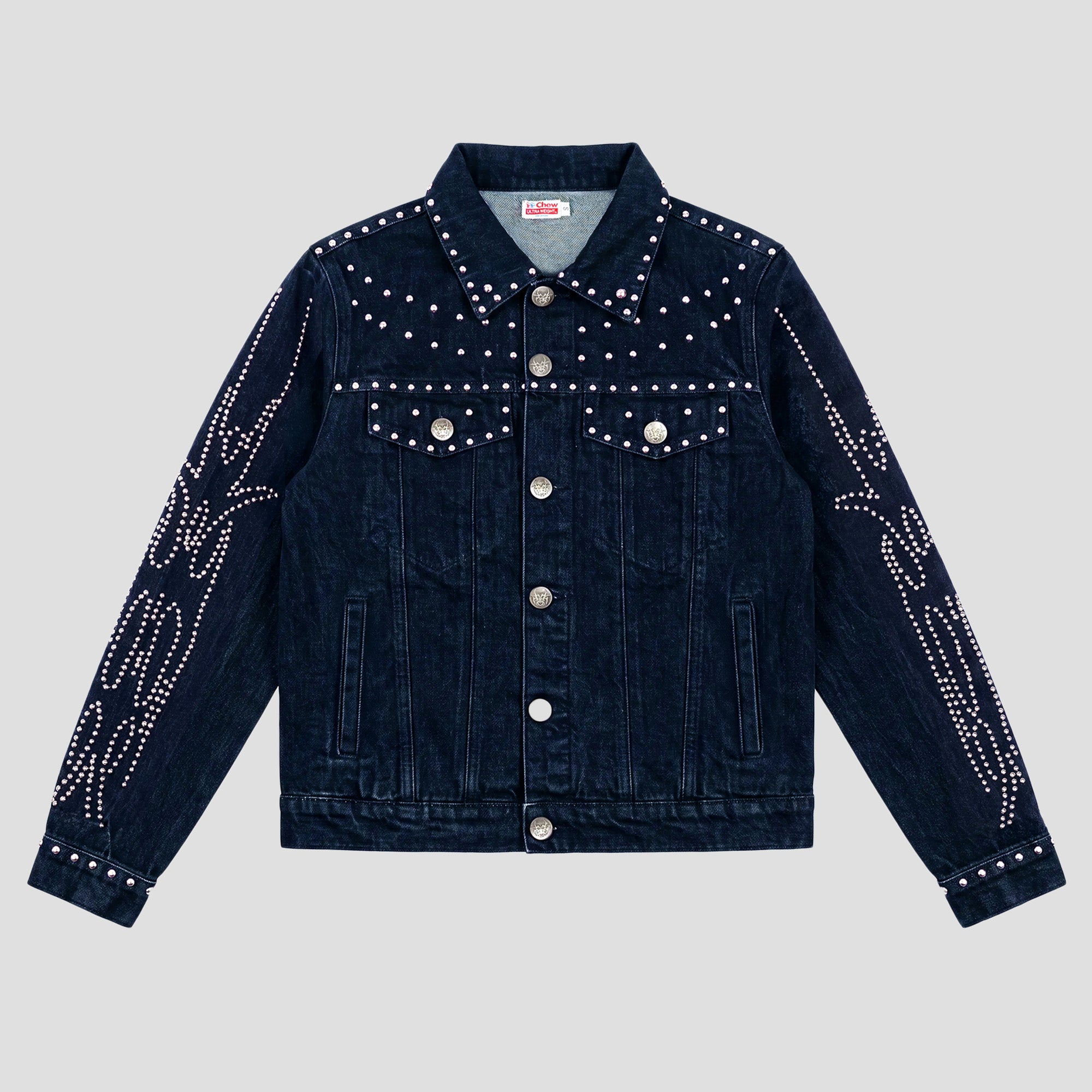 STUDDED ROACH BARSTOOL DENIM TRUCKER JACKET