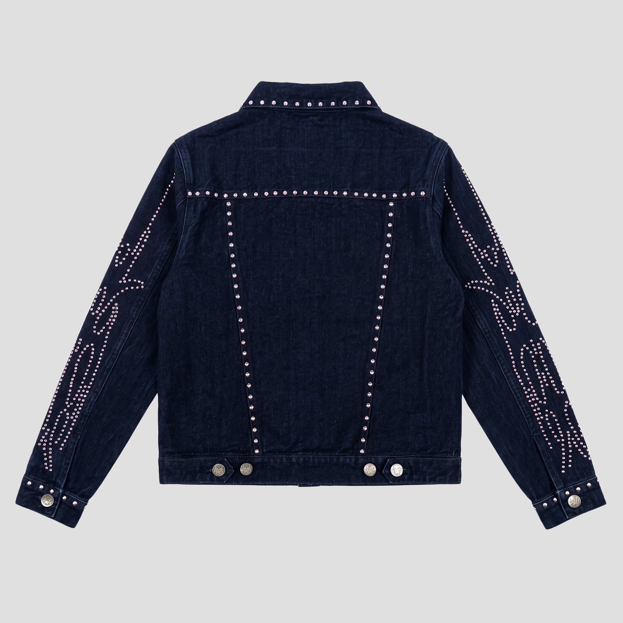 STUDDED ROACH BARSTOOL DENIM TRUCKER JACKET