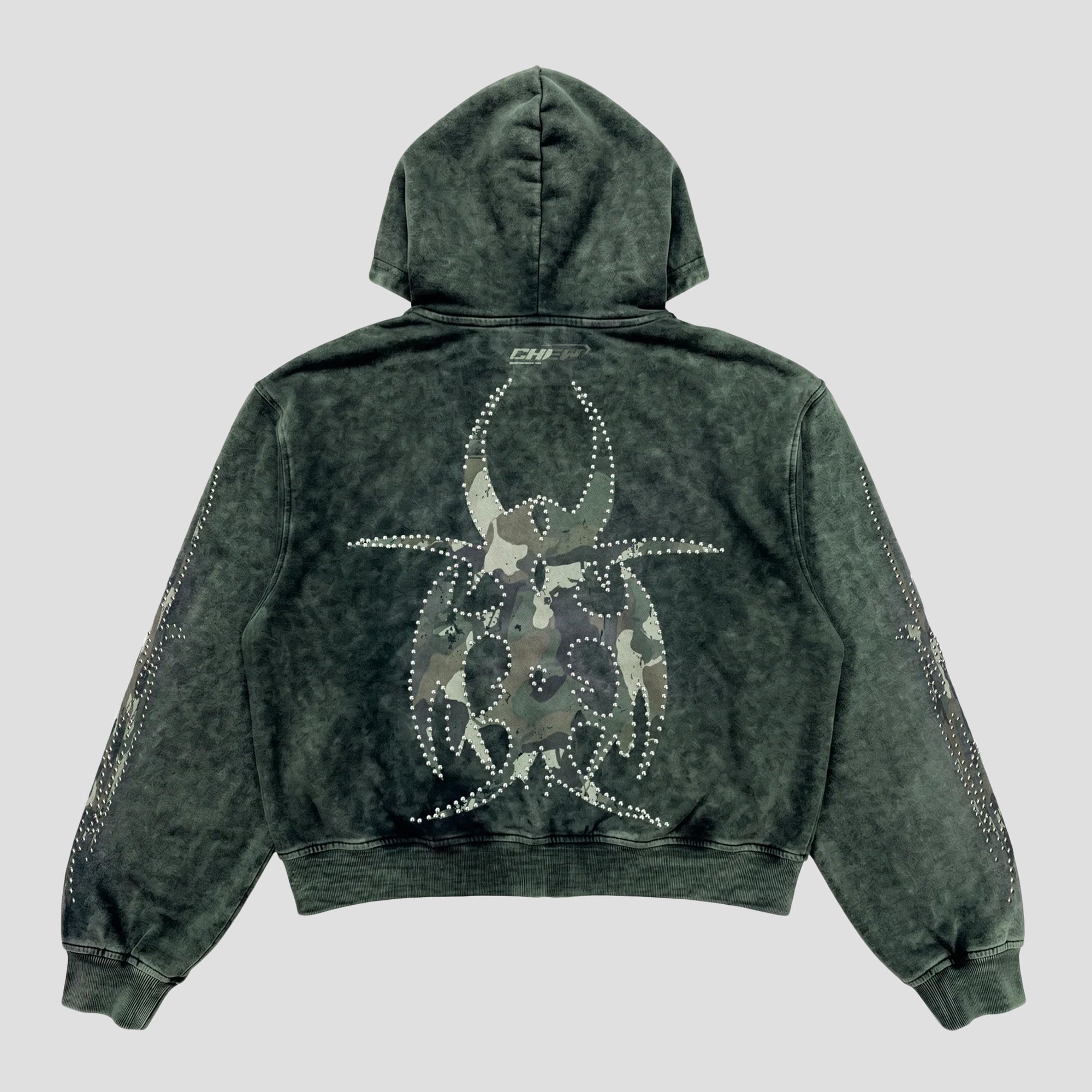 CAMO SILVER STUDDED ROACH ZIP-UP