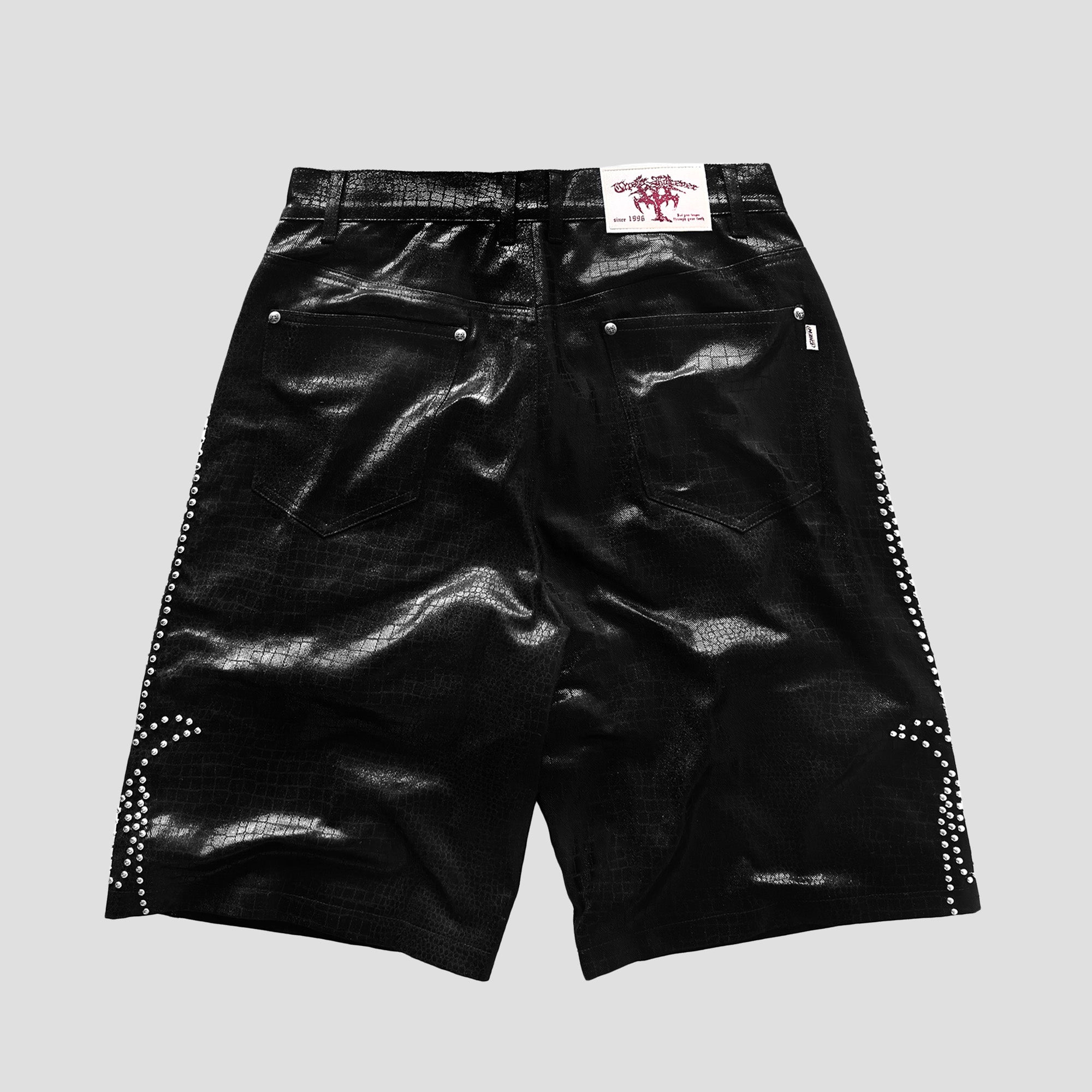 STUDDED ROACH REPTILIAN SHORTS