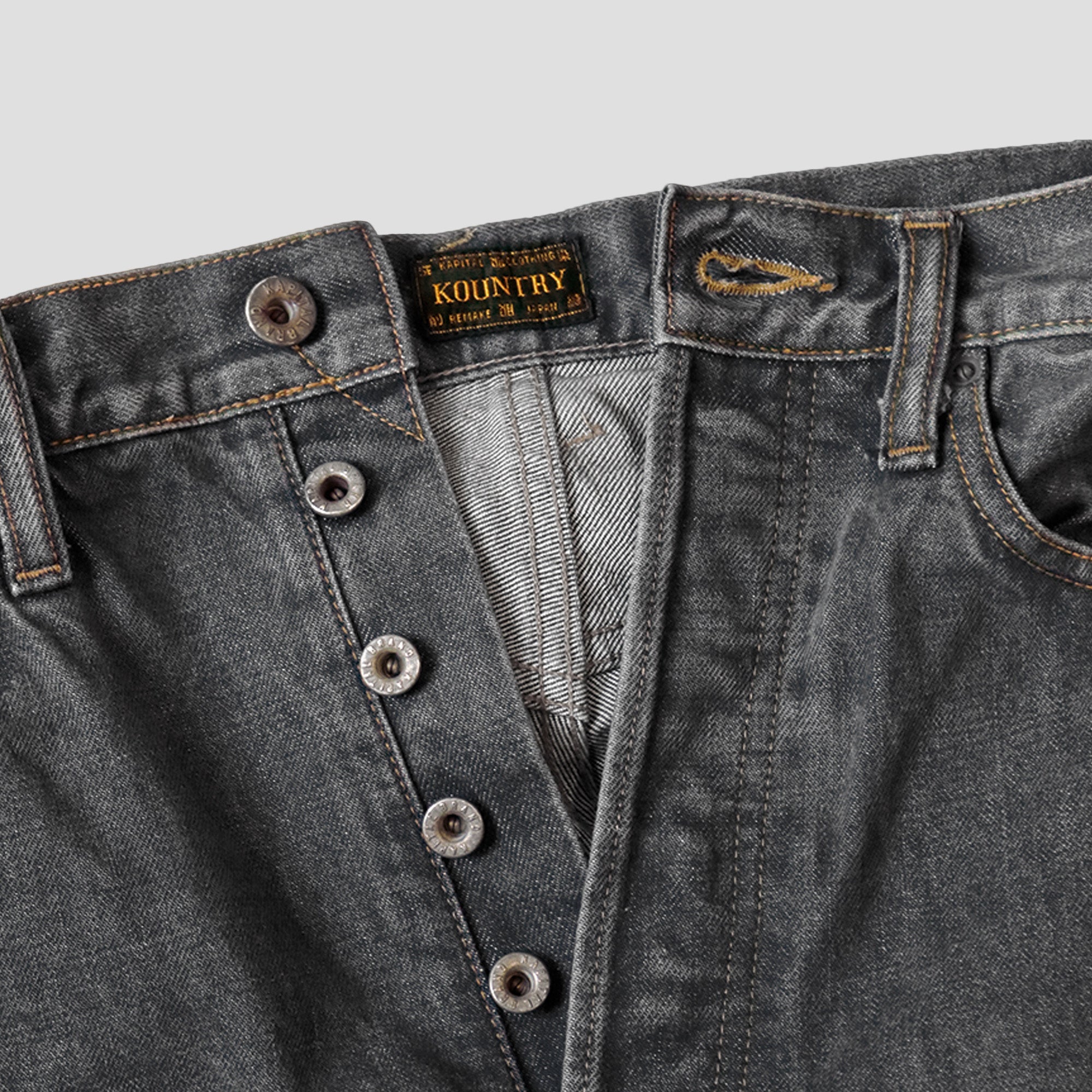 14oz BLACK DENIM BONE 5P OKABILLY JEANS