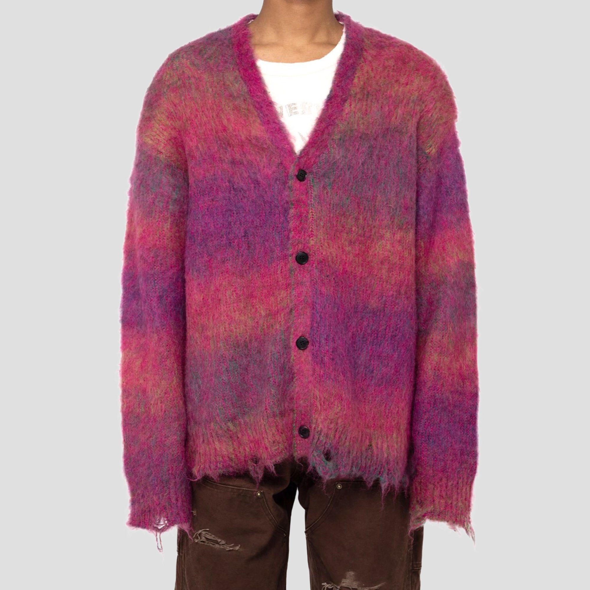 DISTRESSED MOHAIR CARDIGAN