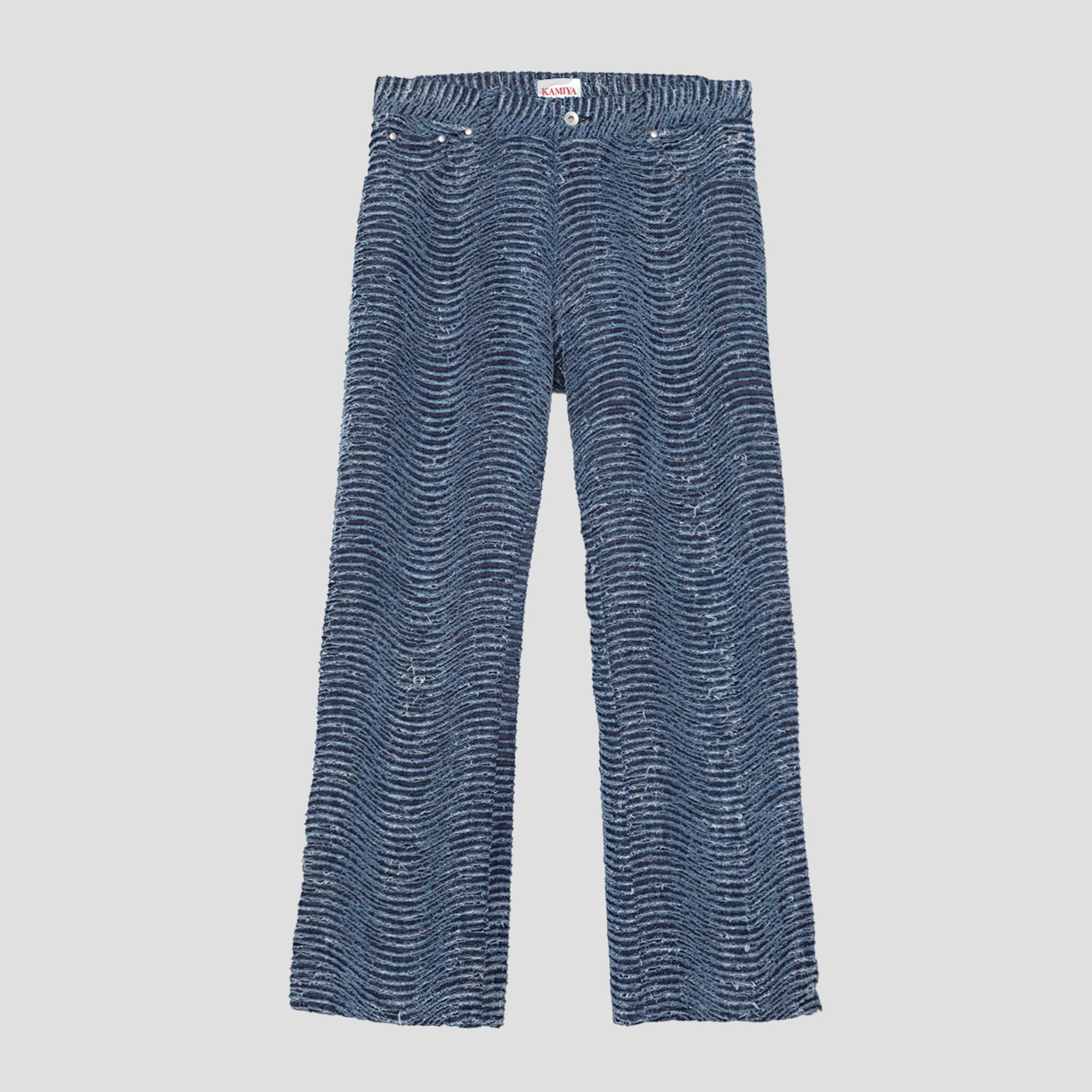 DISTRESSED WAVY DENIM PANTS
