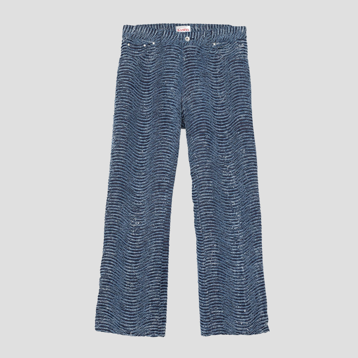 KAMIYA - DISTRESSED WAVY DENIM PANTS