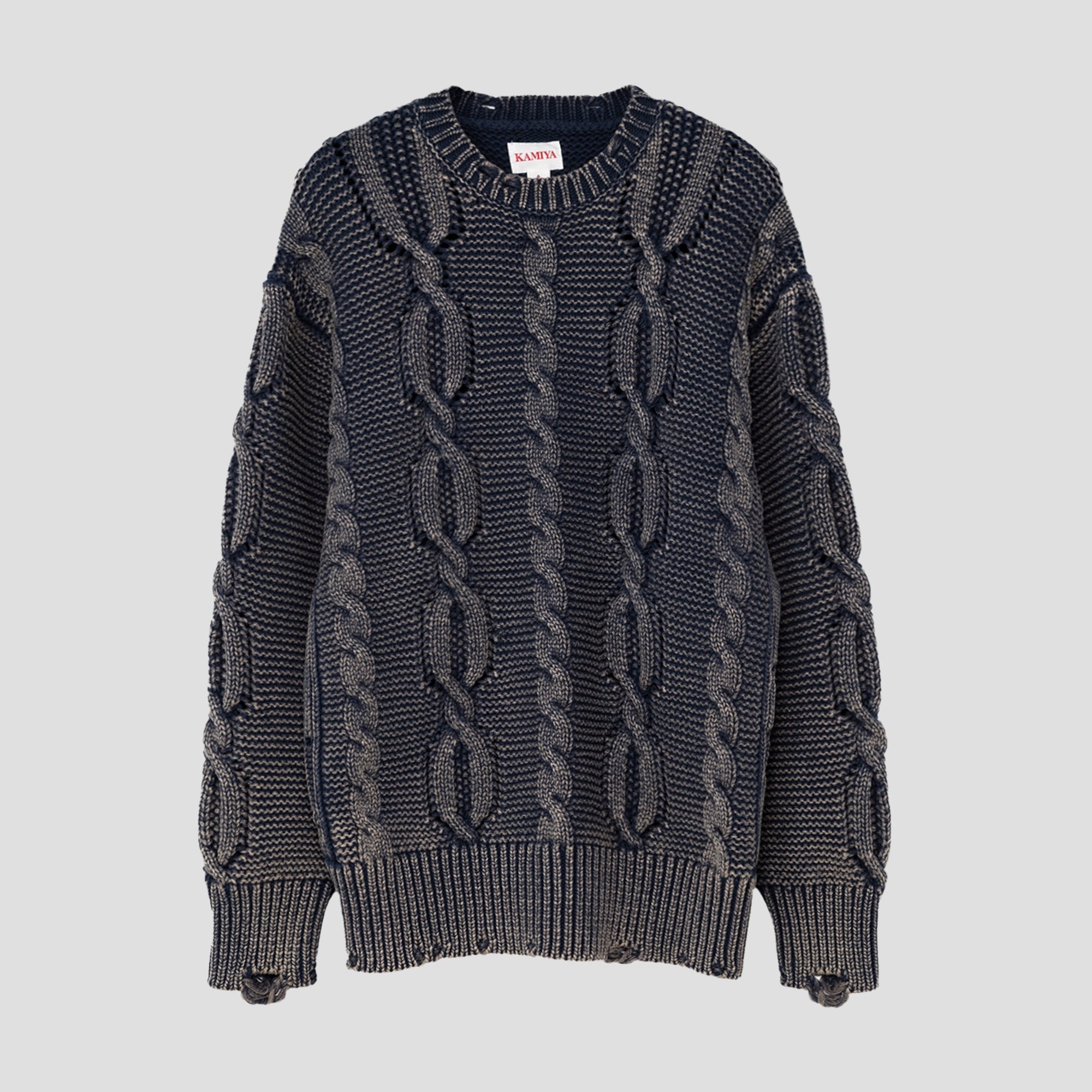BLEACHED CABLE KNIT SWEATER