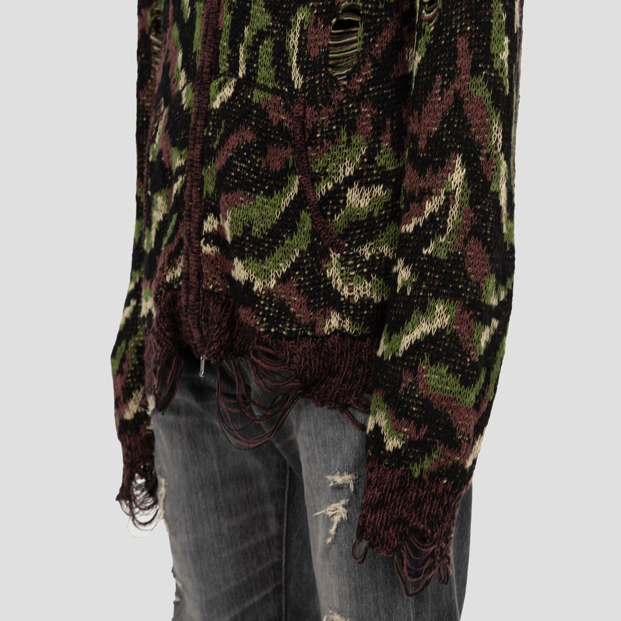 CAMO ZIP-UP KNIT CARDIGANS