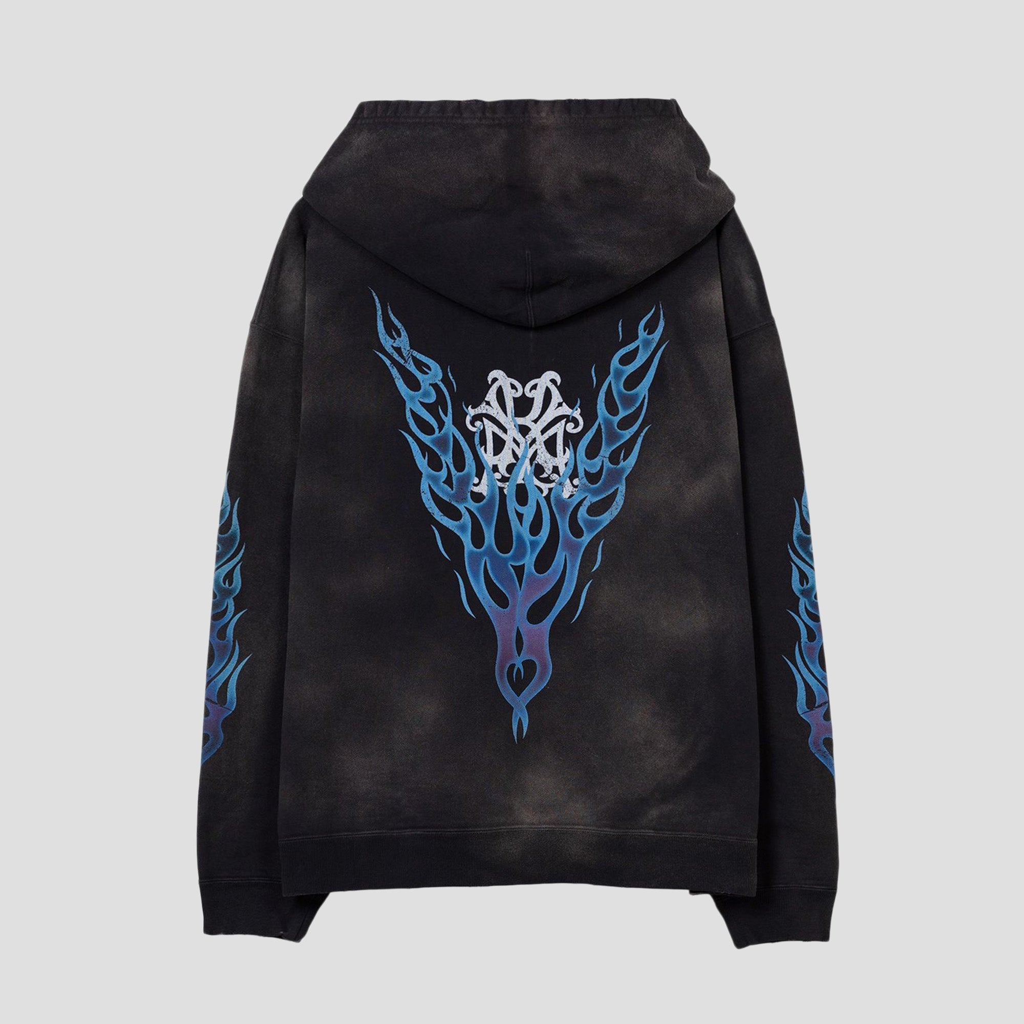 FIRE DISTRESSED ZIP HOODIE