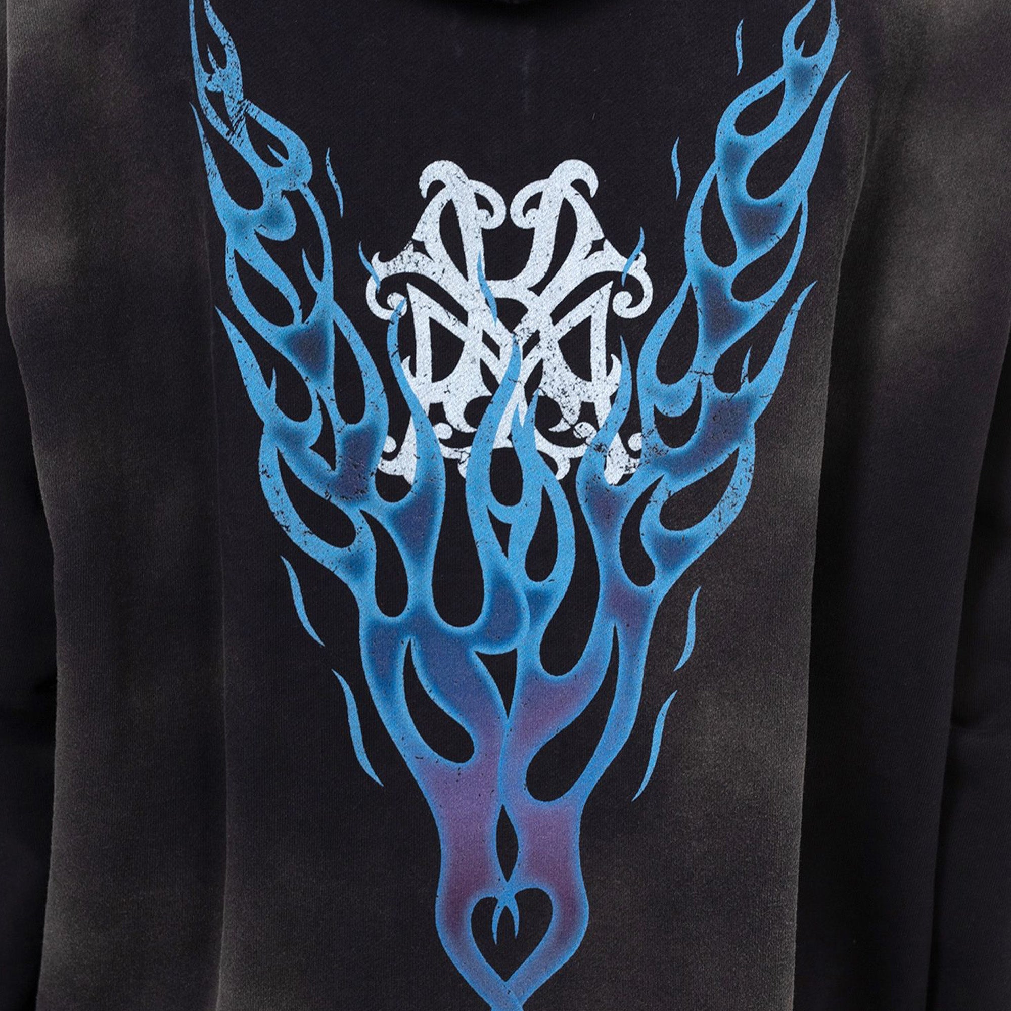 FIRE DISTRESSED ZIP HOODIE