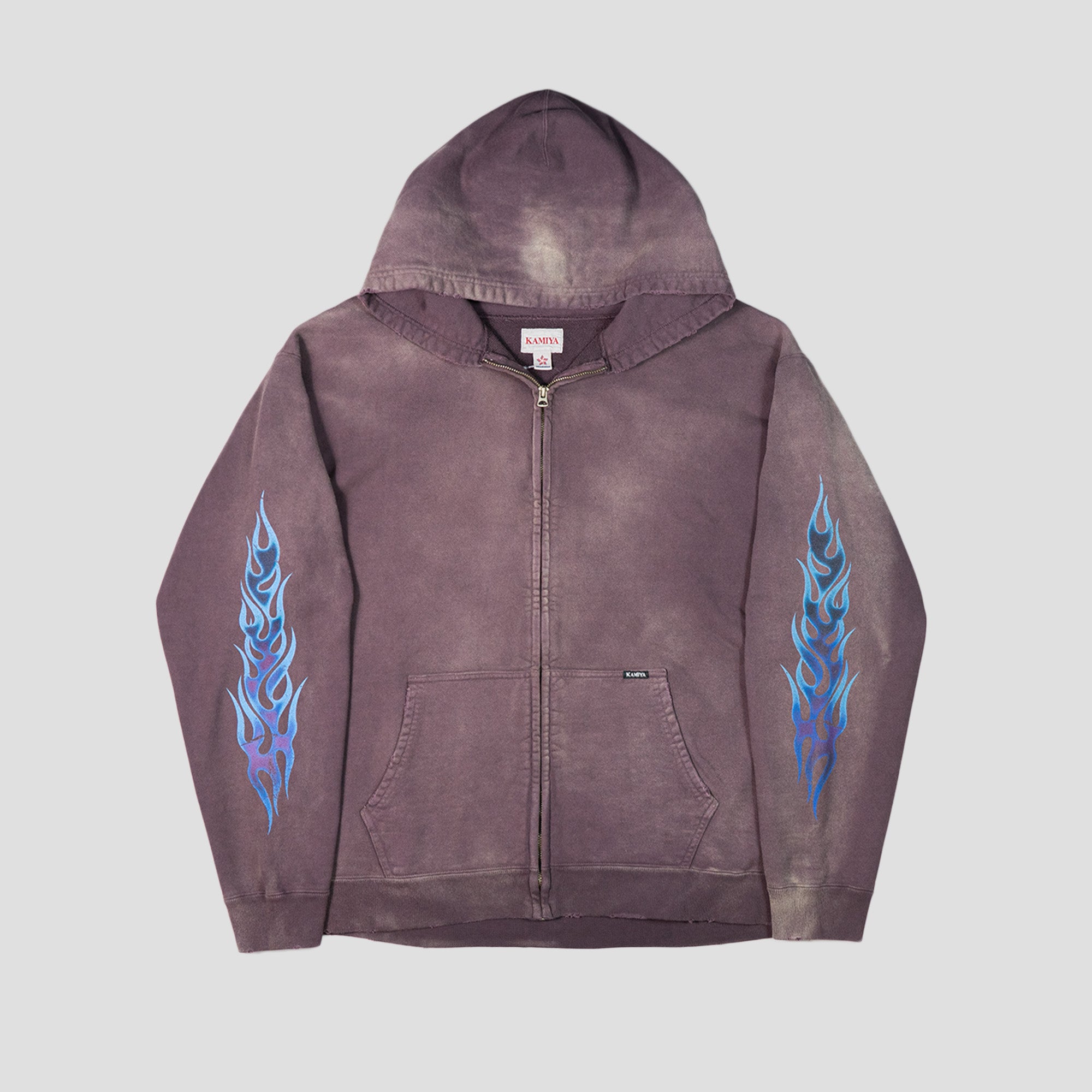 FIRE DISTRESSED ZIP HOODIE