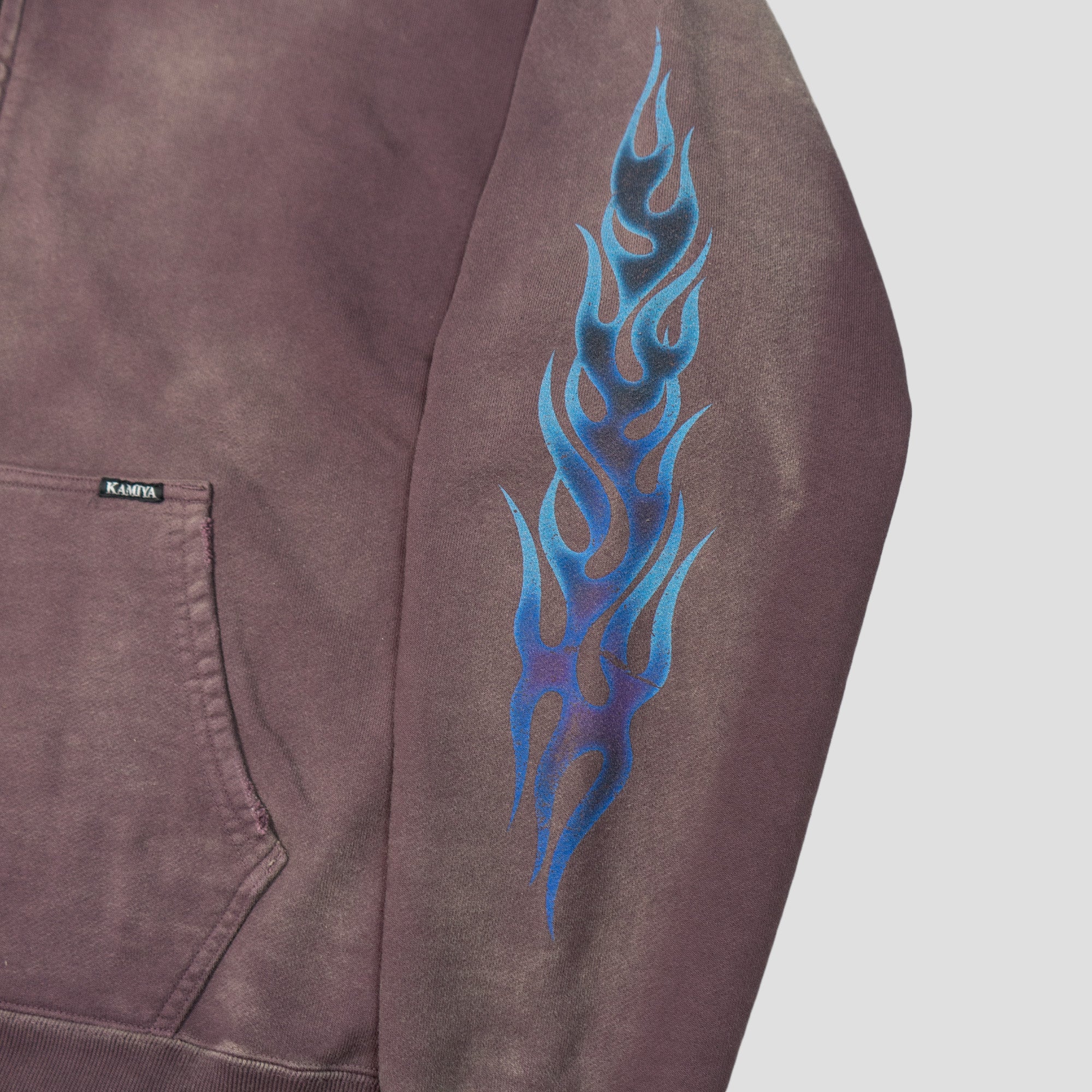 FIRE DISTRESSED ZIP HOODIE