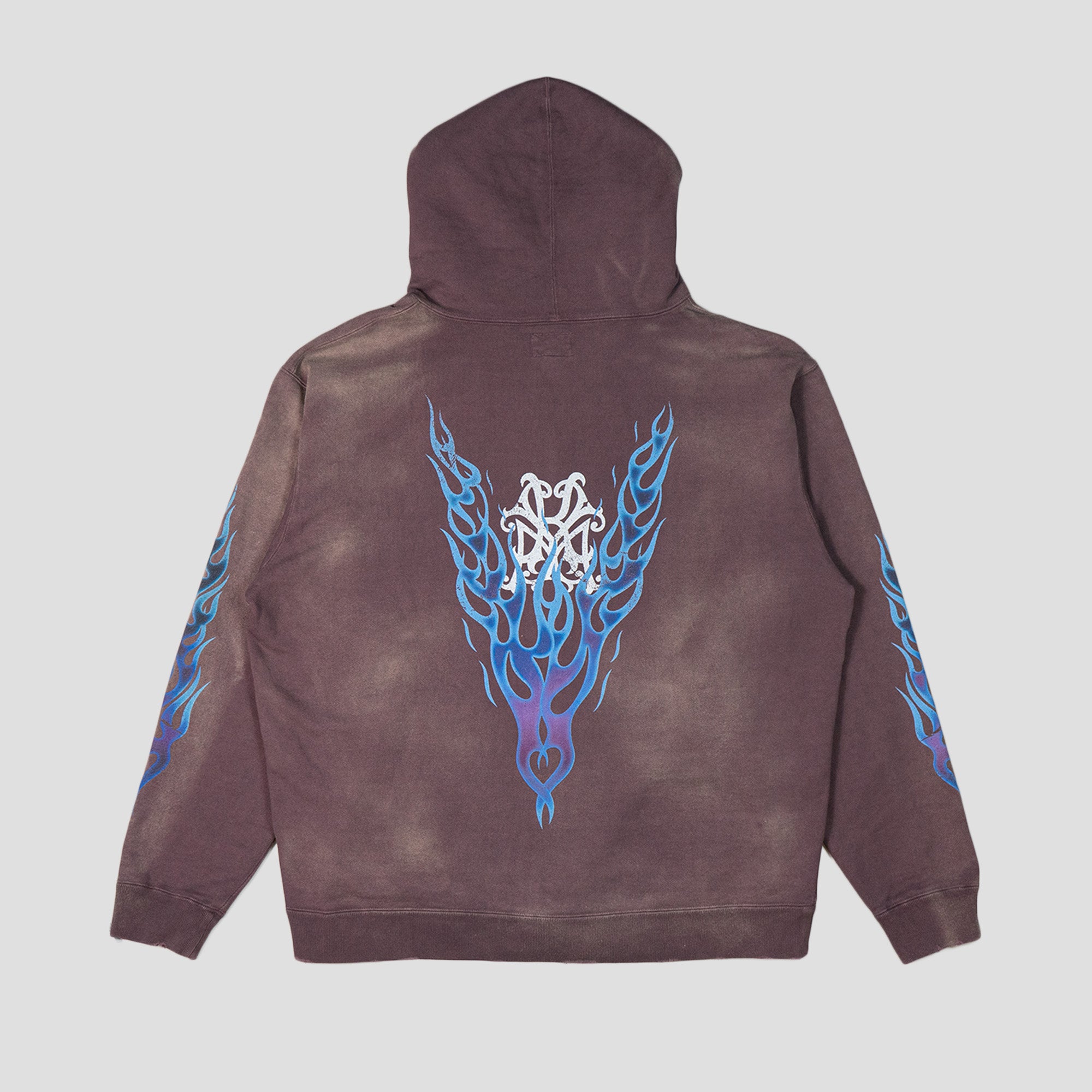 FIRE DISTRESSED ZIP HOODIE