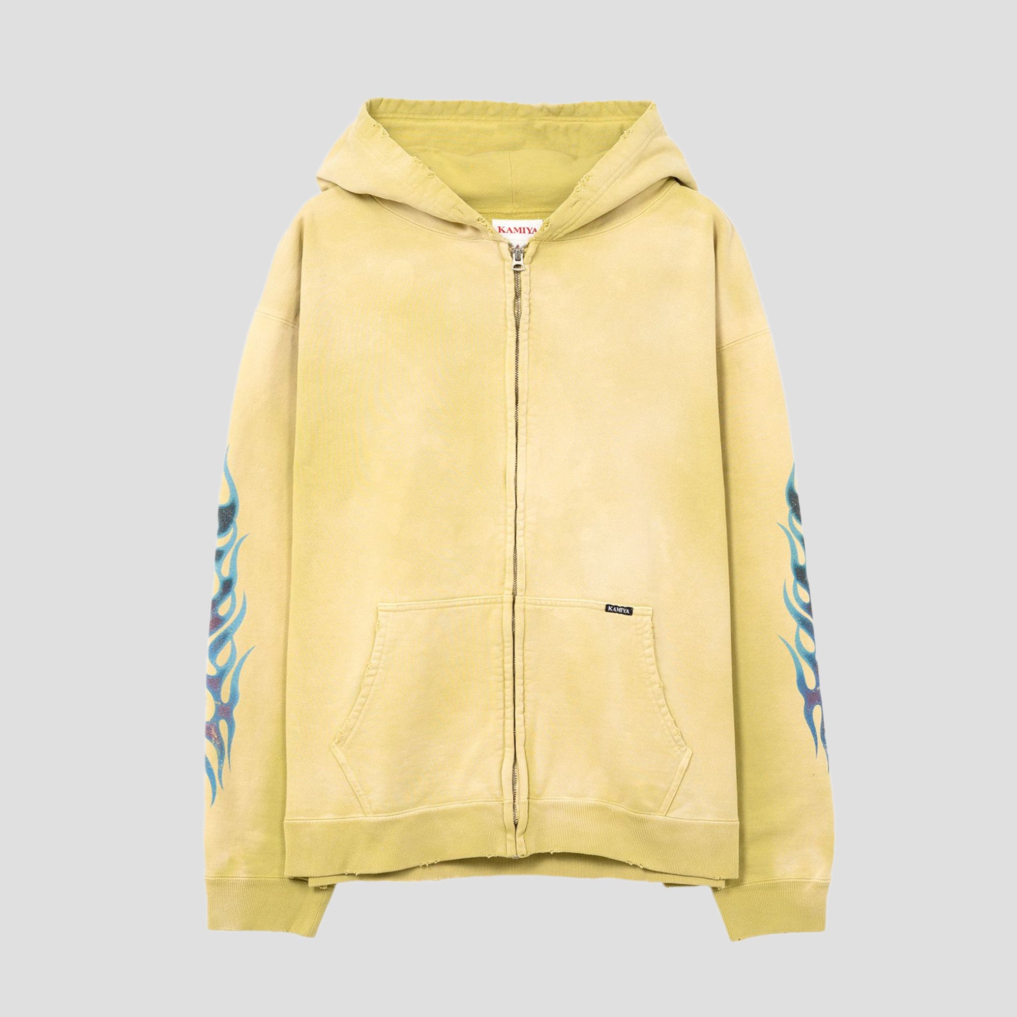 FIRE DISTRESSED ZIP HOODIE
