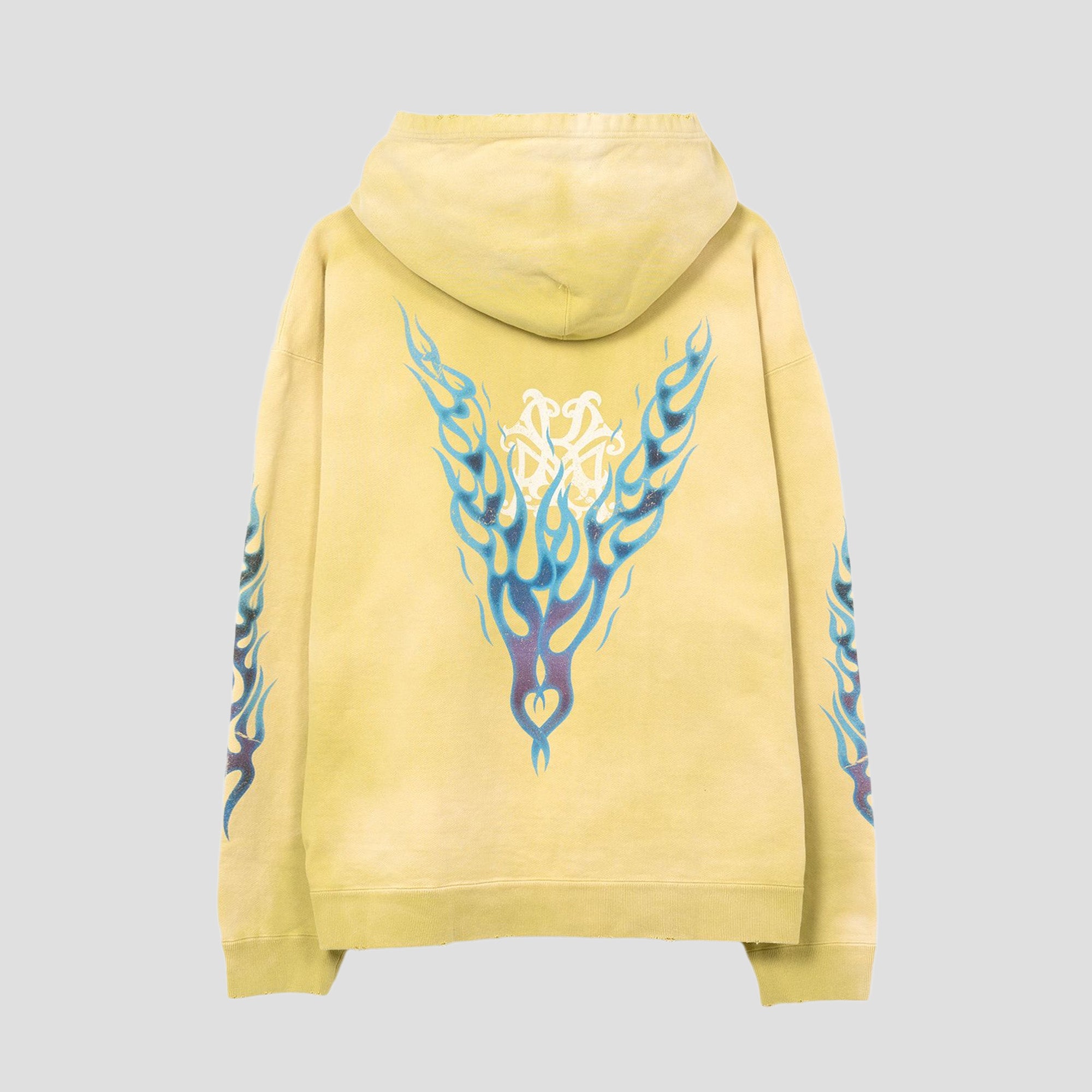 FIRE DISTRESSED ZIP HOODIE