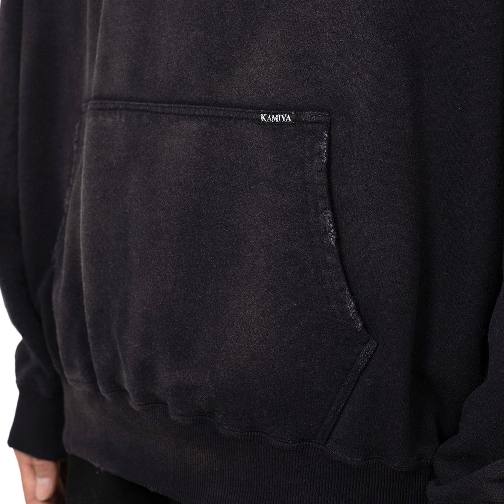 DISTRESSED OVERSIZED HENLEY NECK HOODIE