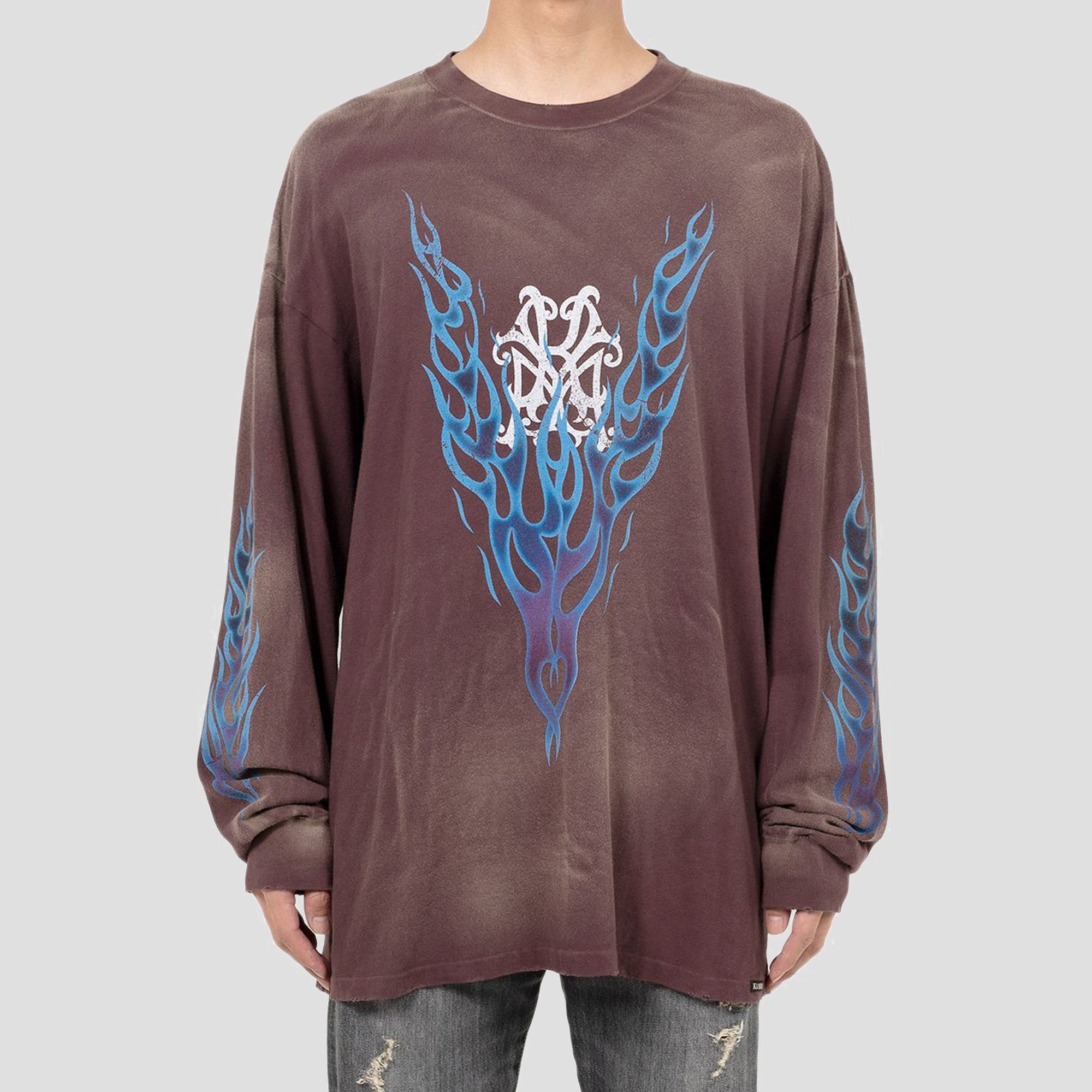 FIRE DISTRESSED L/S T-SHIRTS
