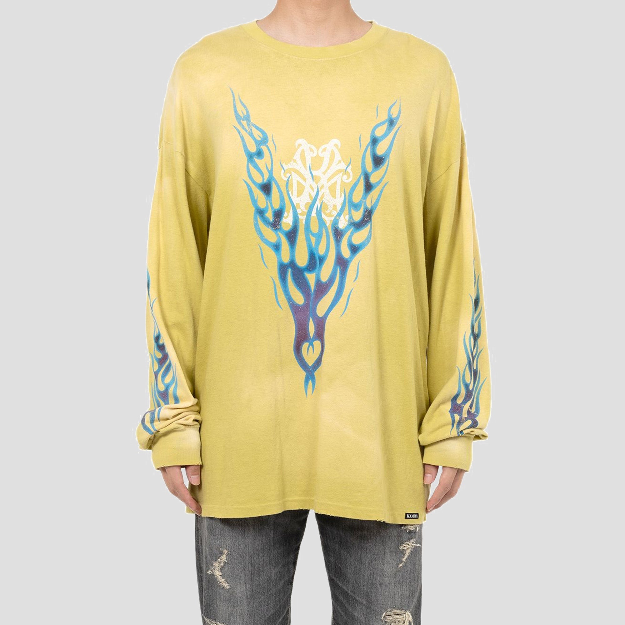 FIRE DISTRESSED L/S T-SHIRTS