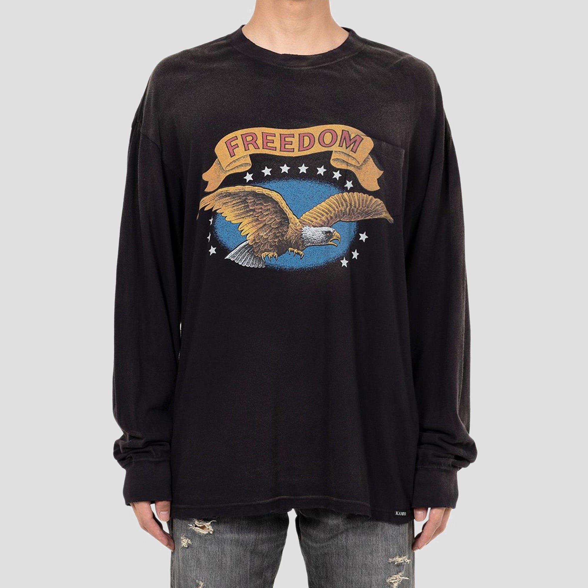 FREEDOM DISTRESSED L/S POCKET T-SHIRTS