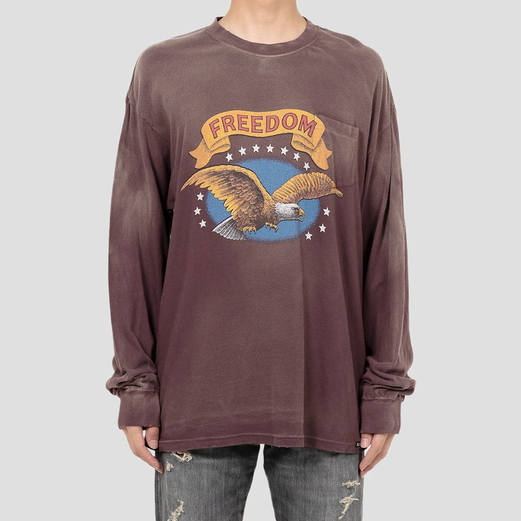 FREEDOM DISTRESSED L/S POCKET T-SHIRTS