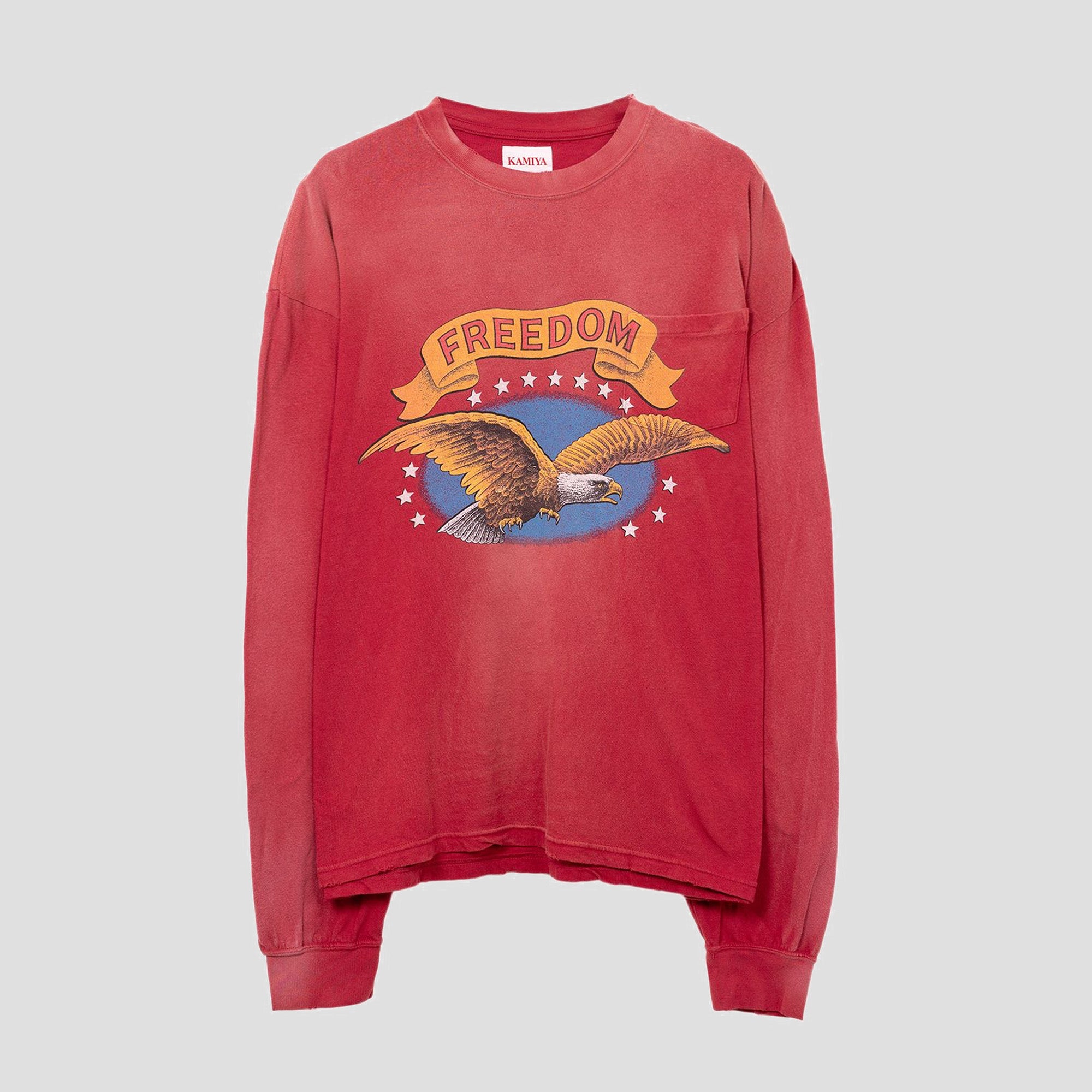 FREEDOM DISTRESSED L/S POCKET T-SHIRTS