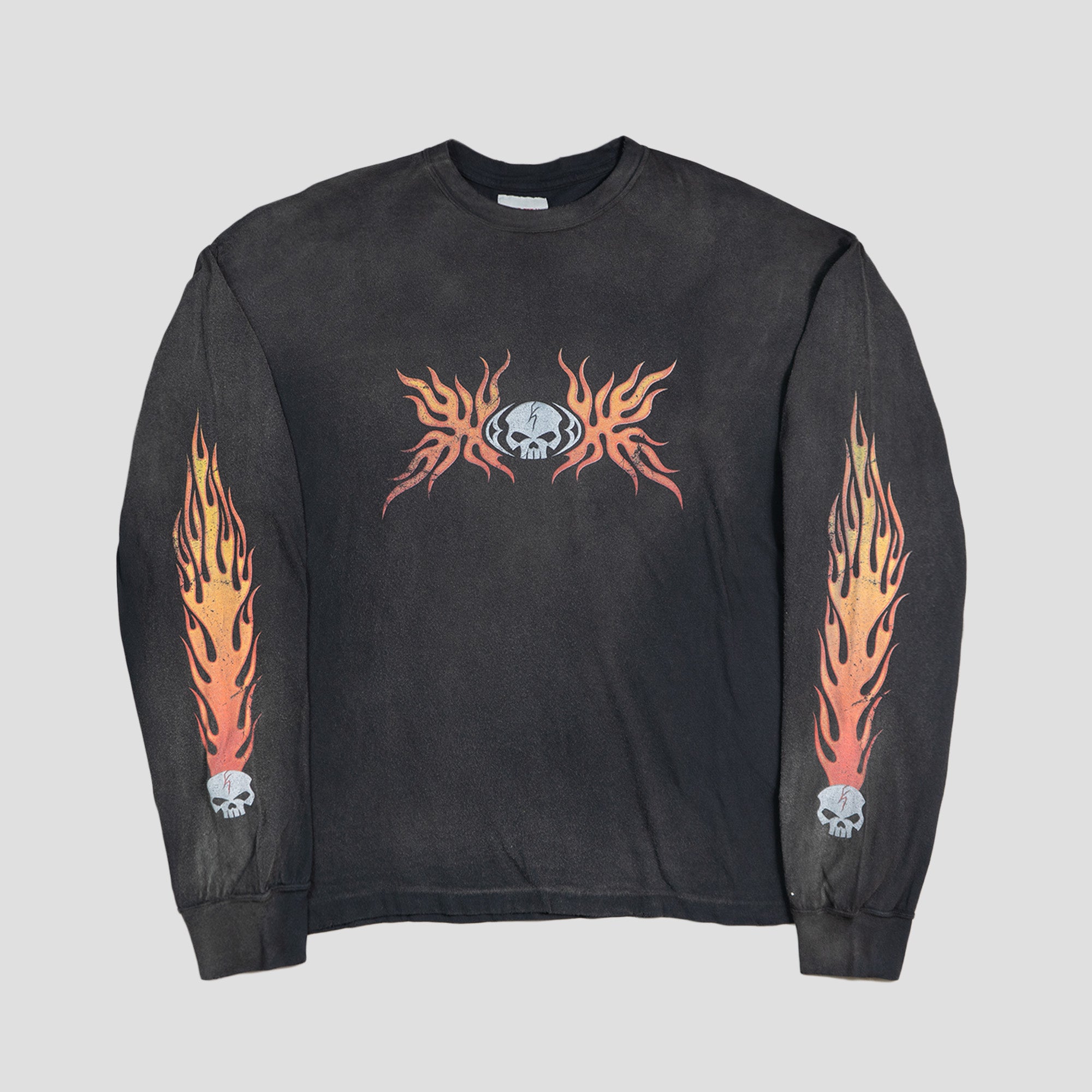 SKULL FLAME DISTRESSED L/S T-SHIRTS