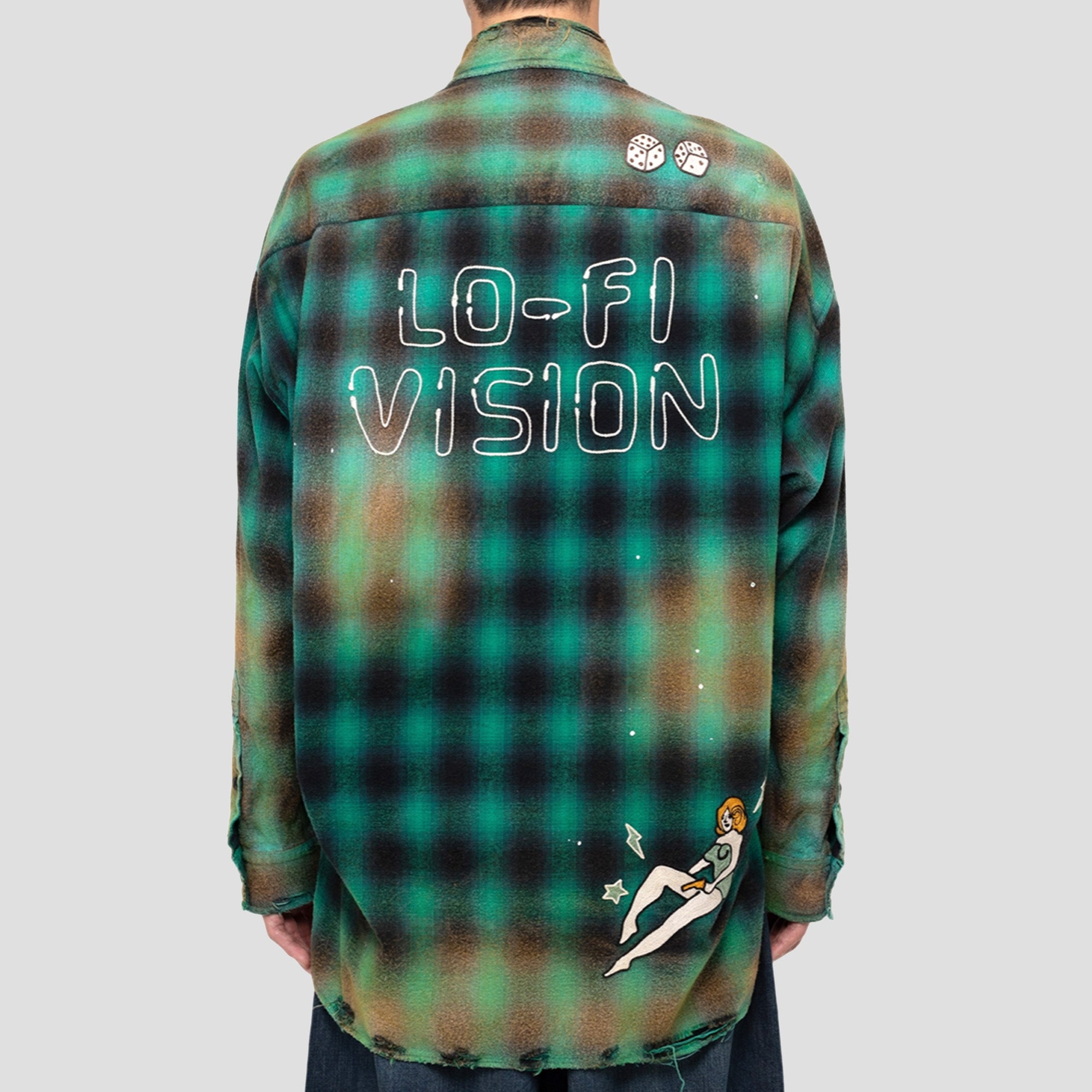 DISTRESSED OVERSIZED FLANNEL SHIRT