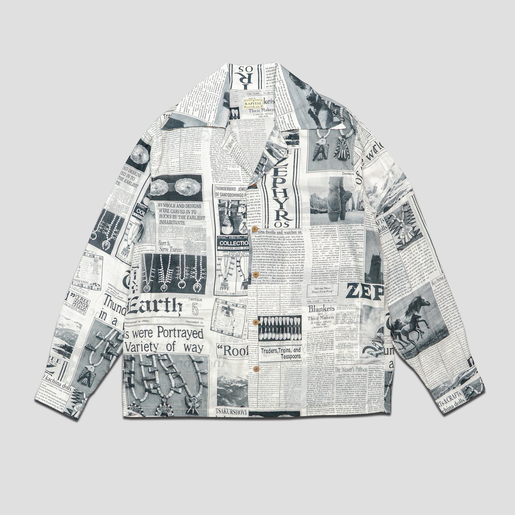 SILK/RAYON PUEBLO NEWSPAPER L/S SHIRTS