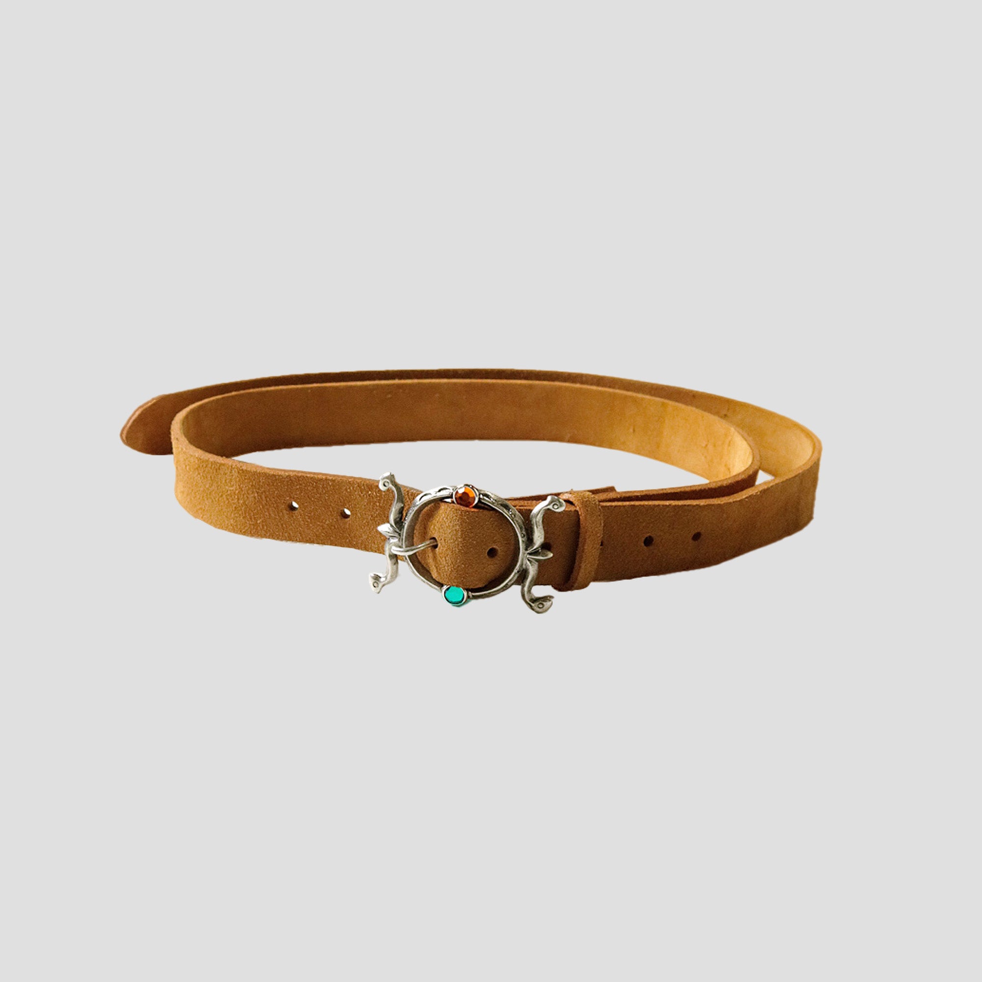 SUEDE BELT WITH STERLING SILVER BUCKLE (EXTRA LONG)