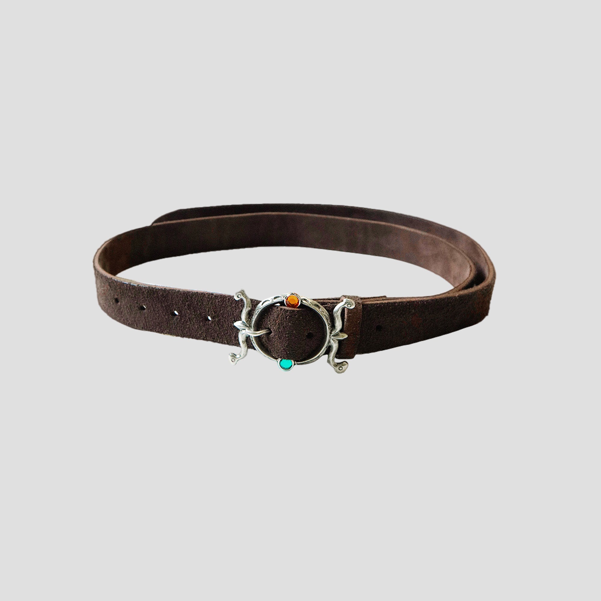SUEDE BELT WITH STERLING SILVER BUCKLE (EXTRA LONG)