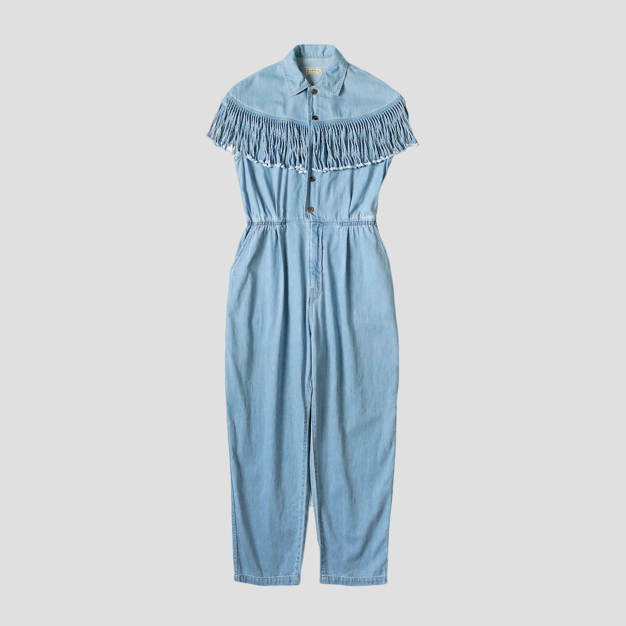 DENIM FRINGE JUMPSUITS