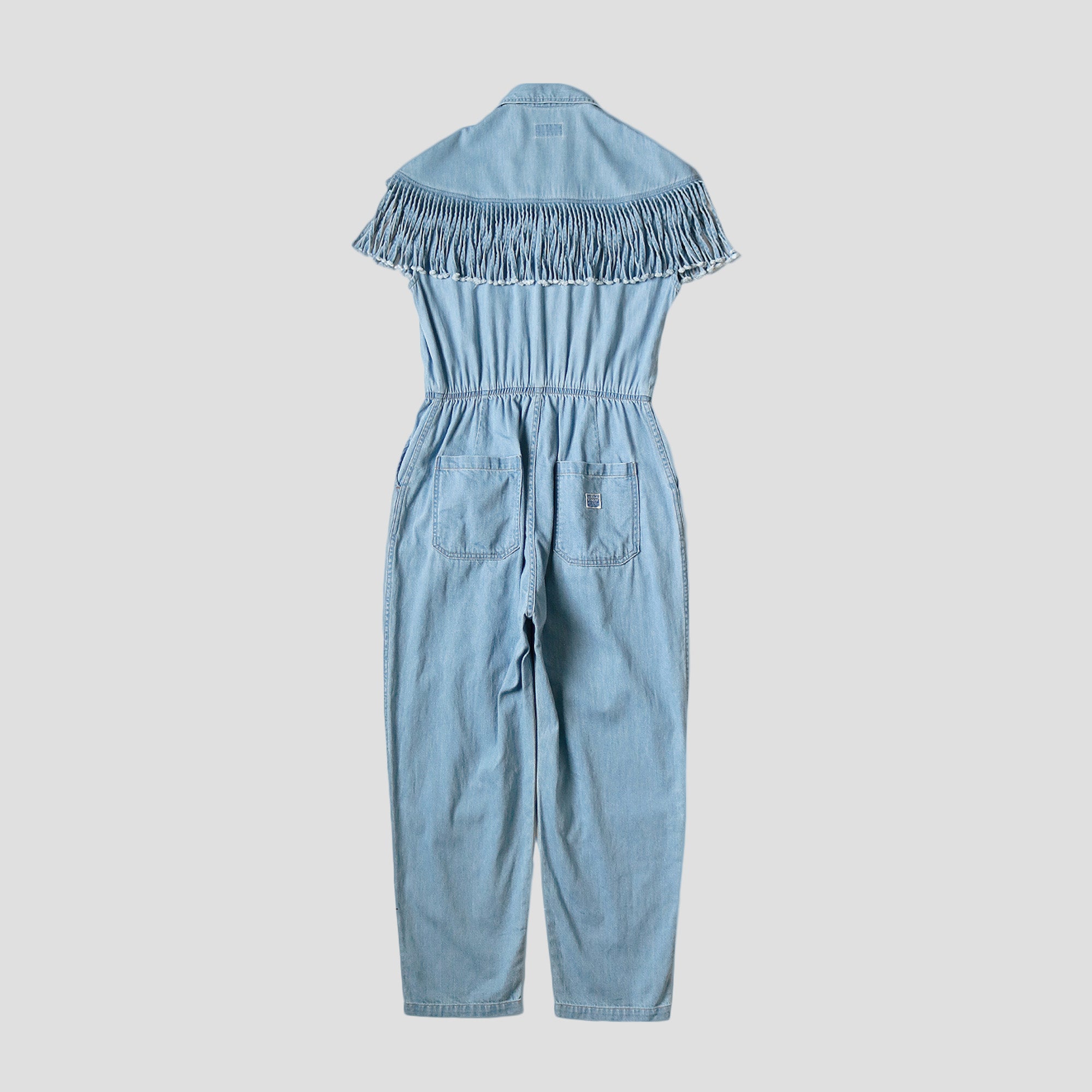 DENIM FRINGE JUMPSUITS