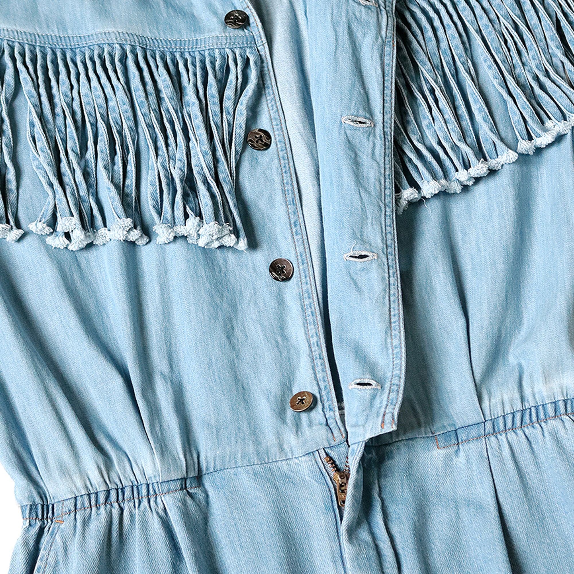 DENIM FRINGE JUMPSUITS